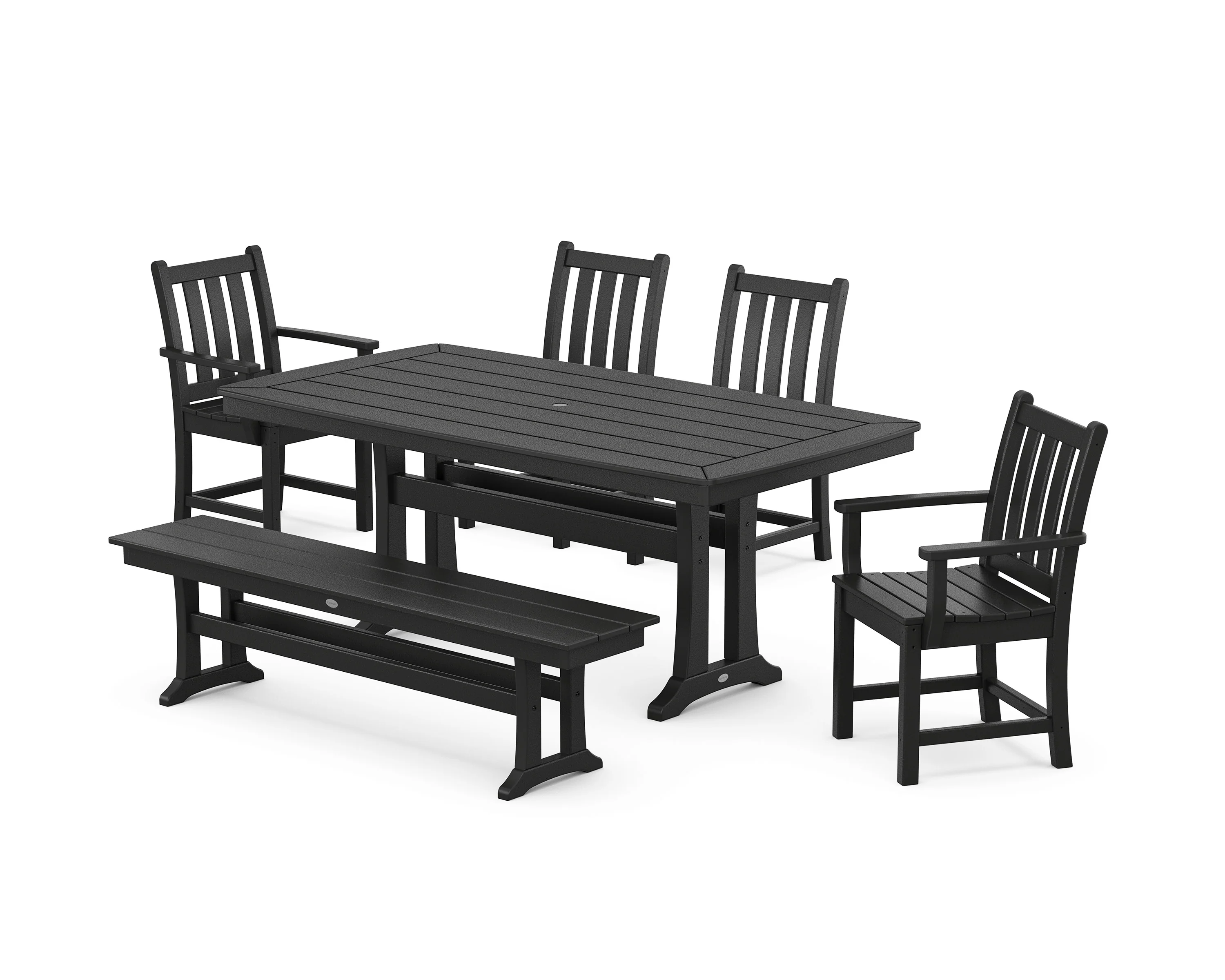 Traditional Garden 6-Piece Dining Set with Trestle Legs - Image 6