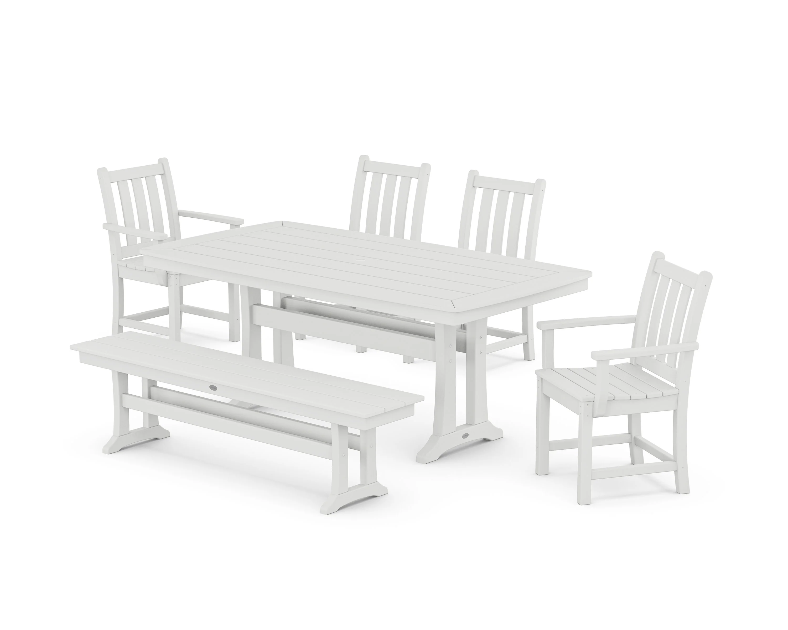 Traditional Garden 6-Piece Dining Set with Trestle Legs - Image 7