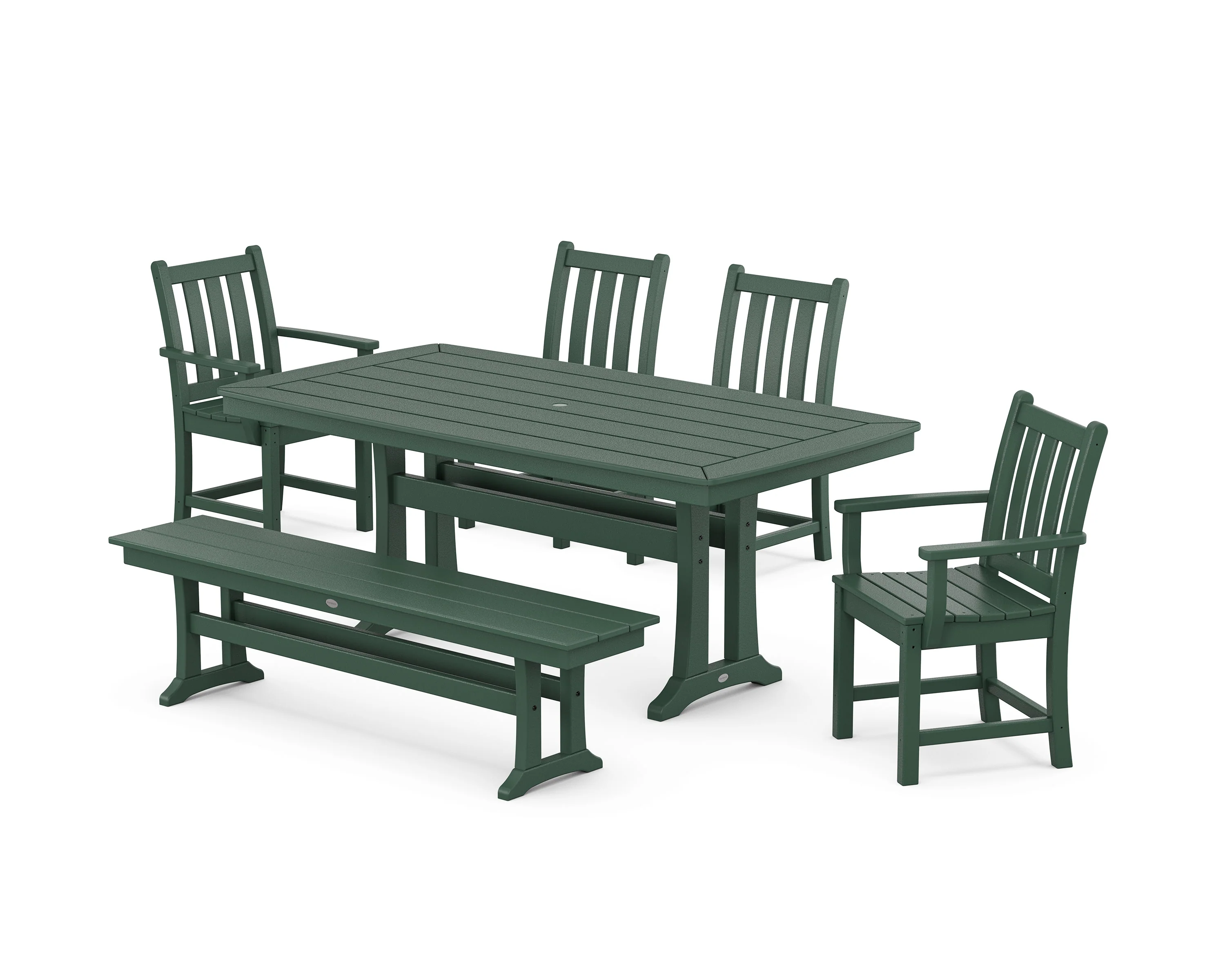 Traditional Garden 6-Piece Dining Set with Trestle Legs - Image 8