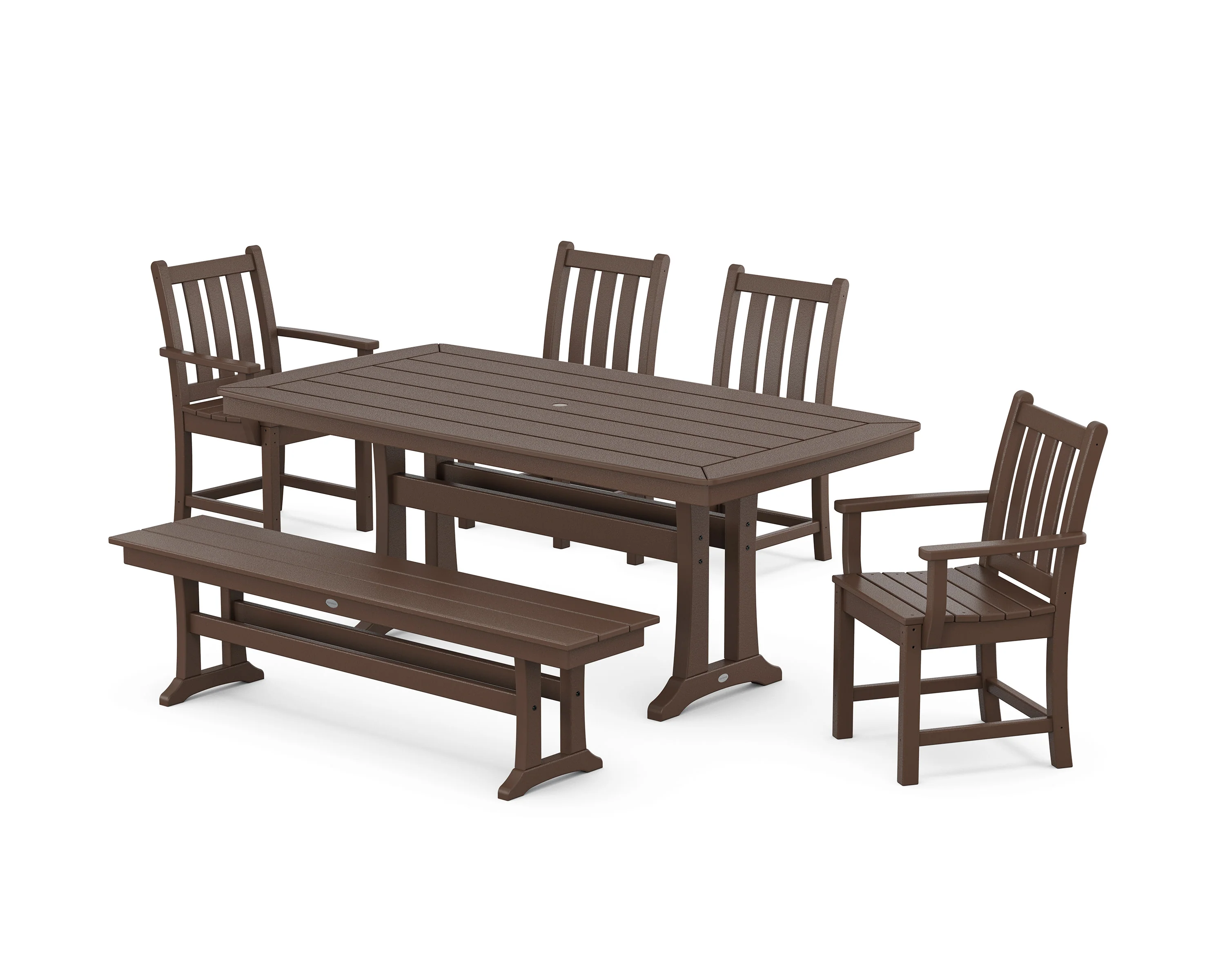 Traditional Garden 6-Piece Dining Set with Trestle Legs - Image 9