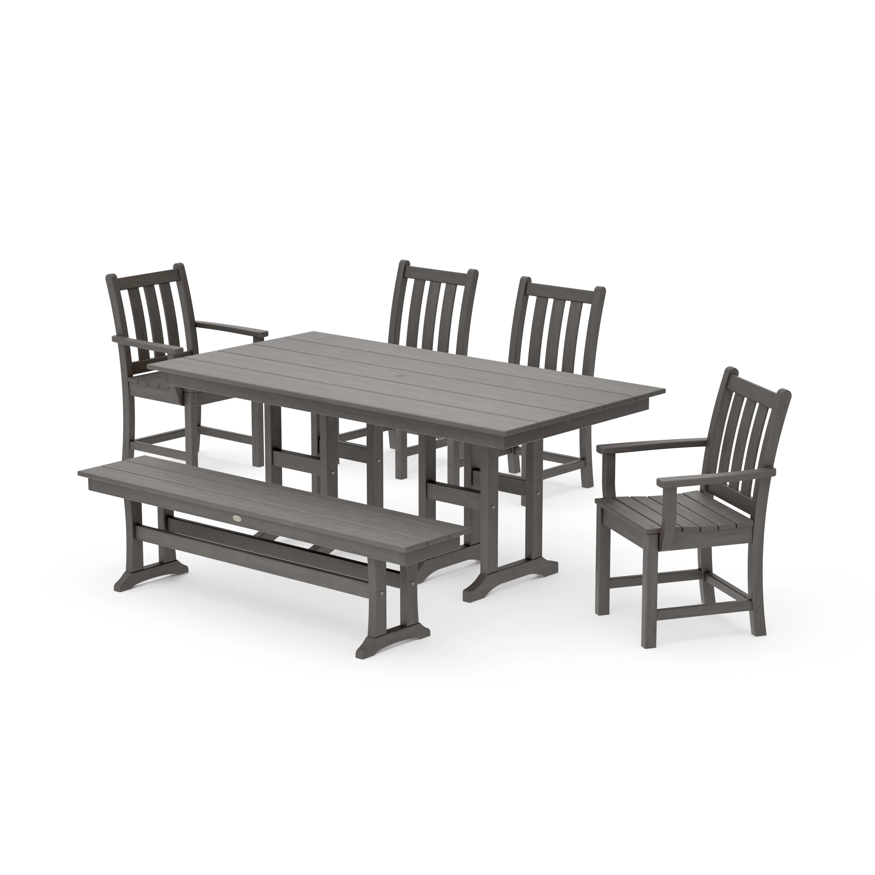 Traditional Garden 6-Piece Farmhouse Dining Set with Bench - Image 10