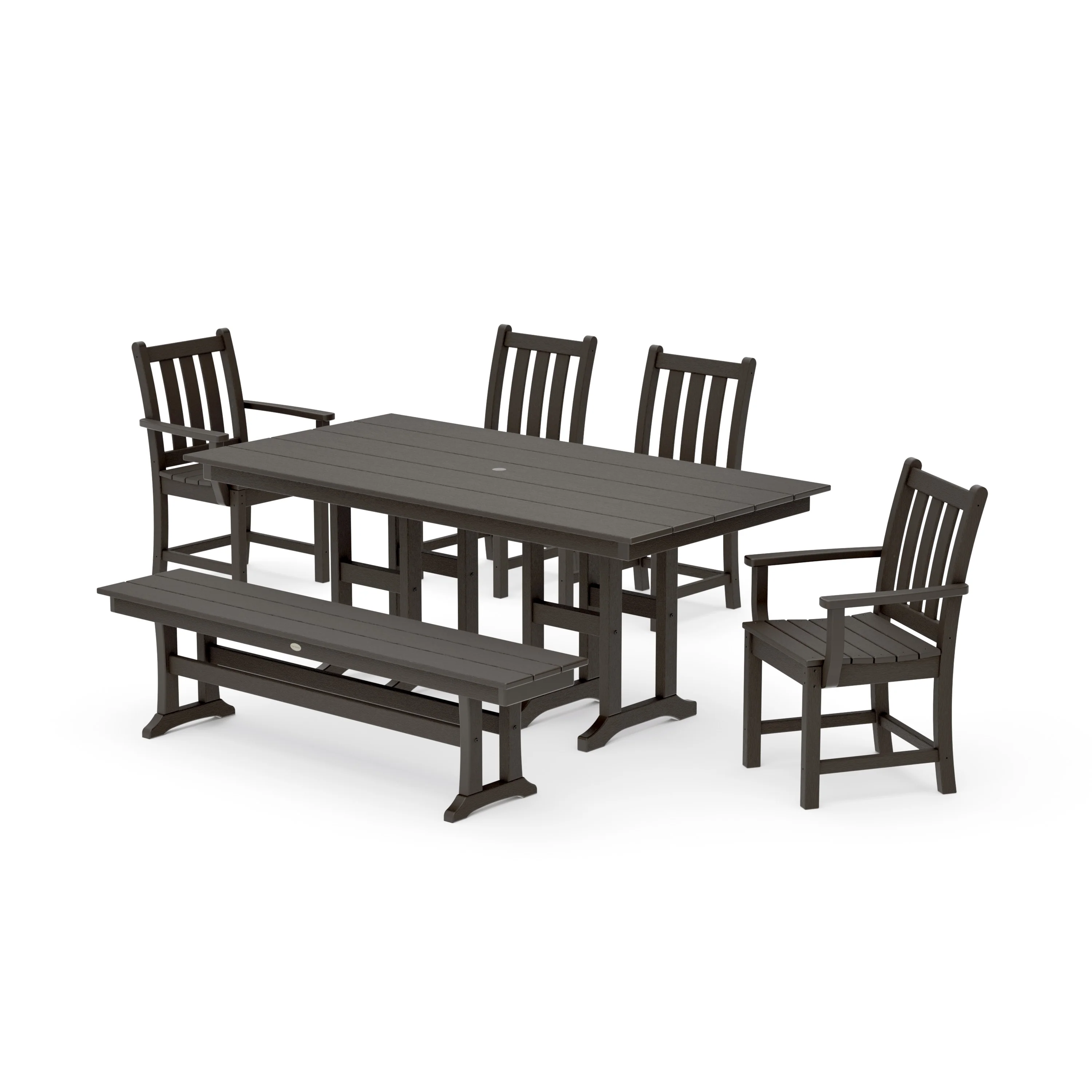 Traditional Garden 6-Piece Farmhouse Dining Set with Bench - Image 13