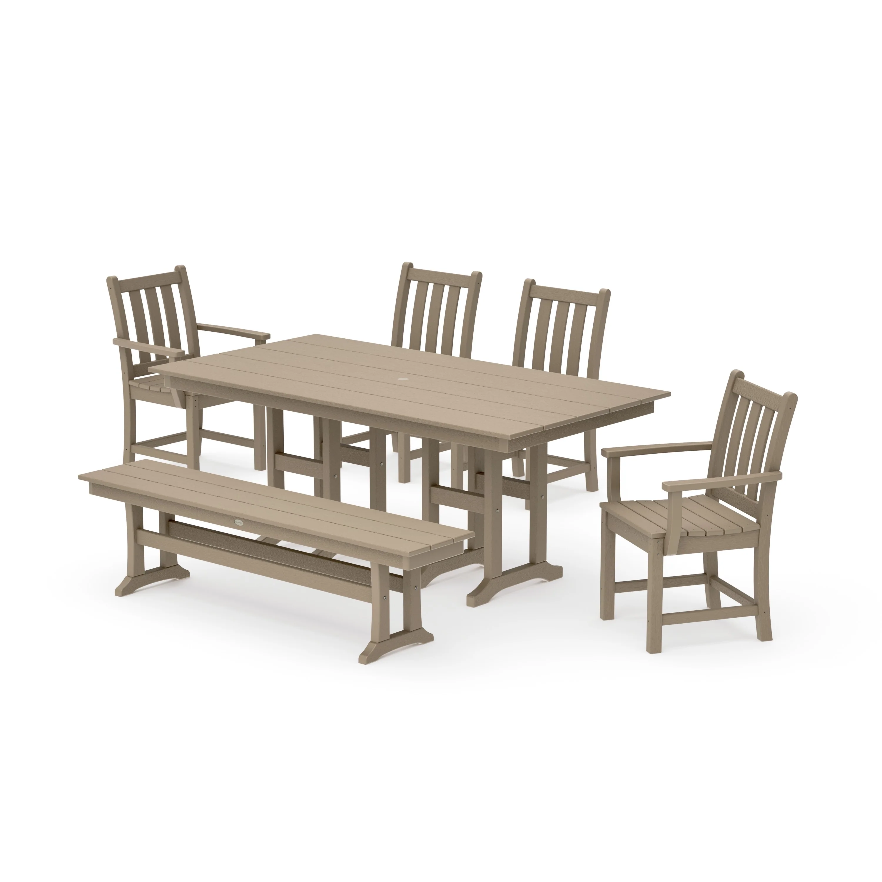 Traditional Garden 6-Piece Farmhouse Dining Set with Bench - Image 14