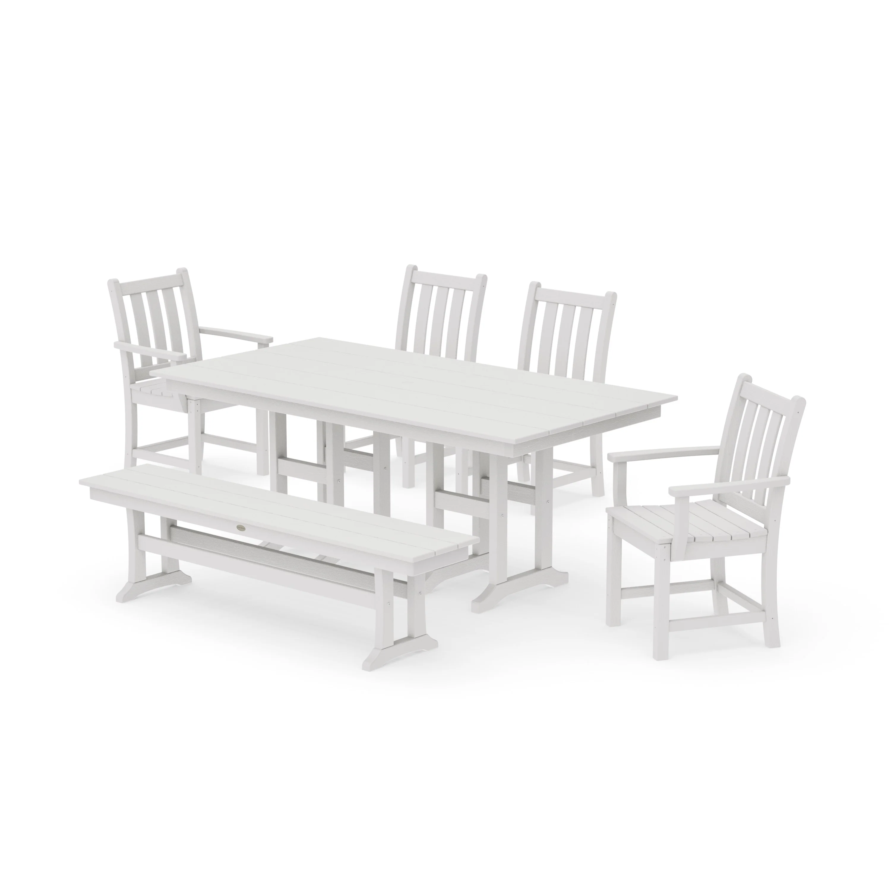 Traditional Garden 6-Piece Farmhouse Dining Set with Bench - Image 15