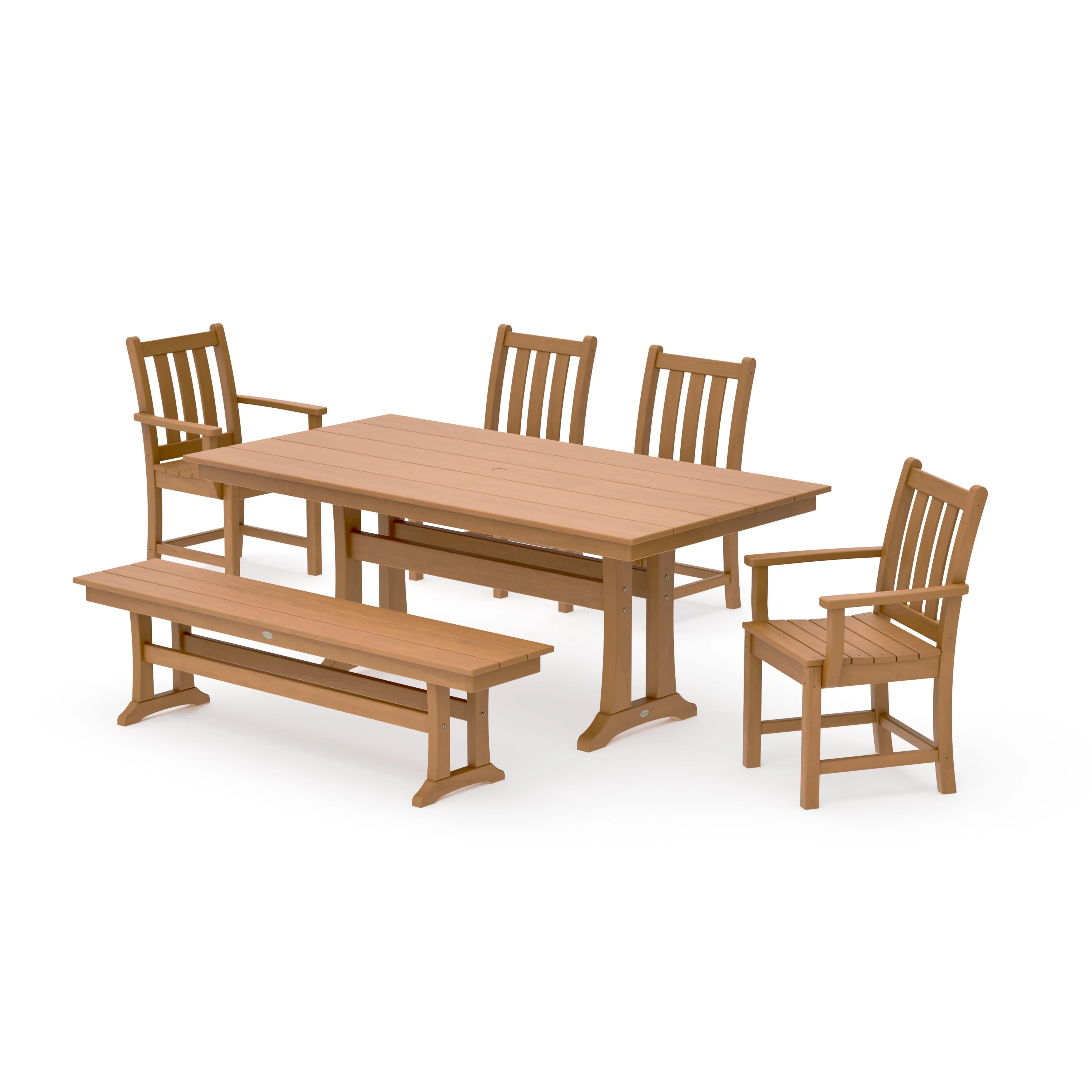 Traditional Garden 6-Piece Farmhouse Dining Set with Trestle Legs and Bench - Image 12