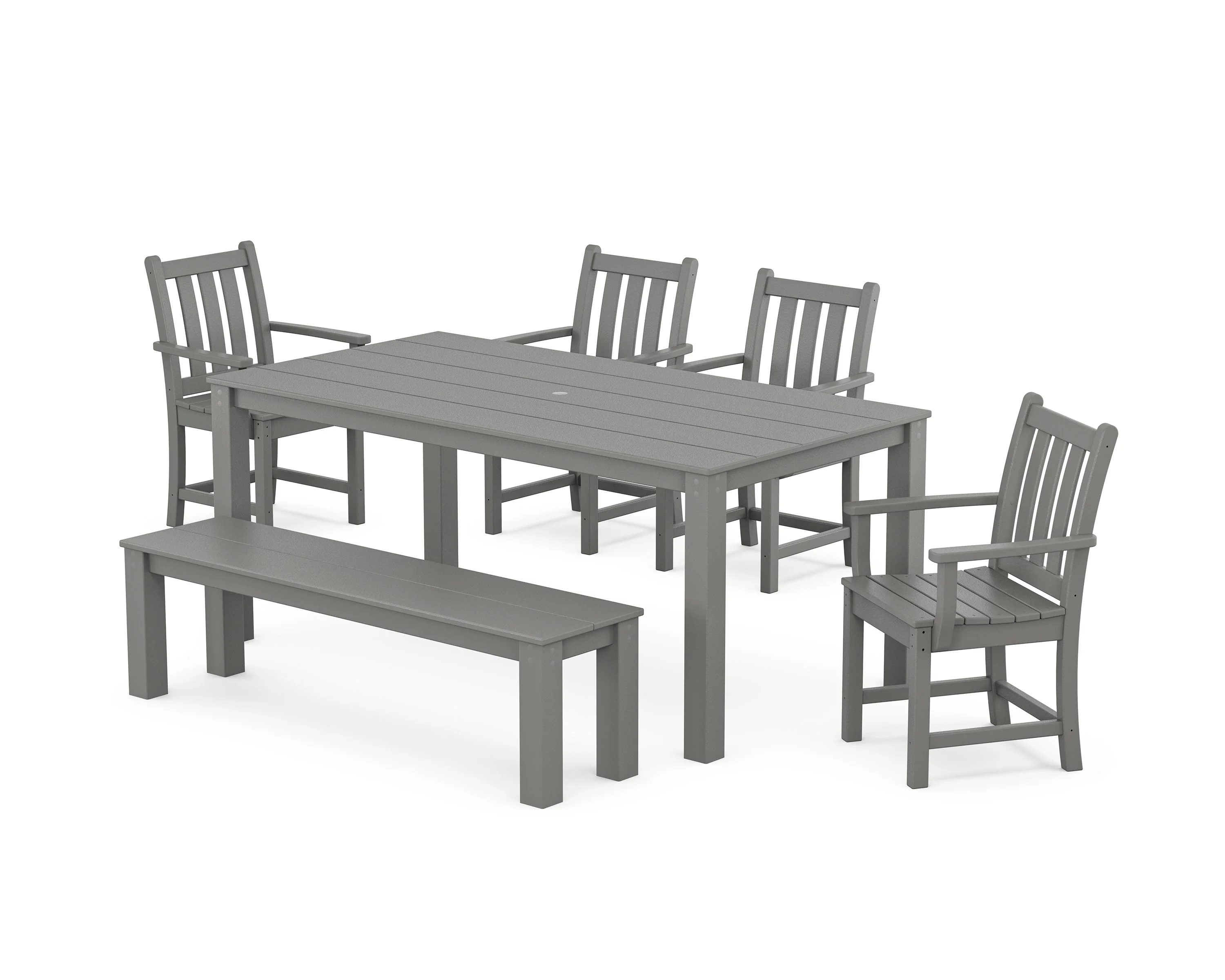 Traditional Garden 6-Piece Parsons Dining Set with Bench