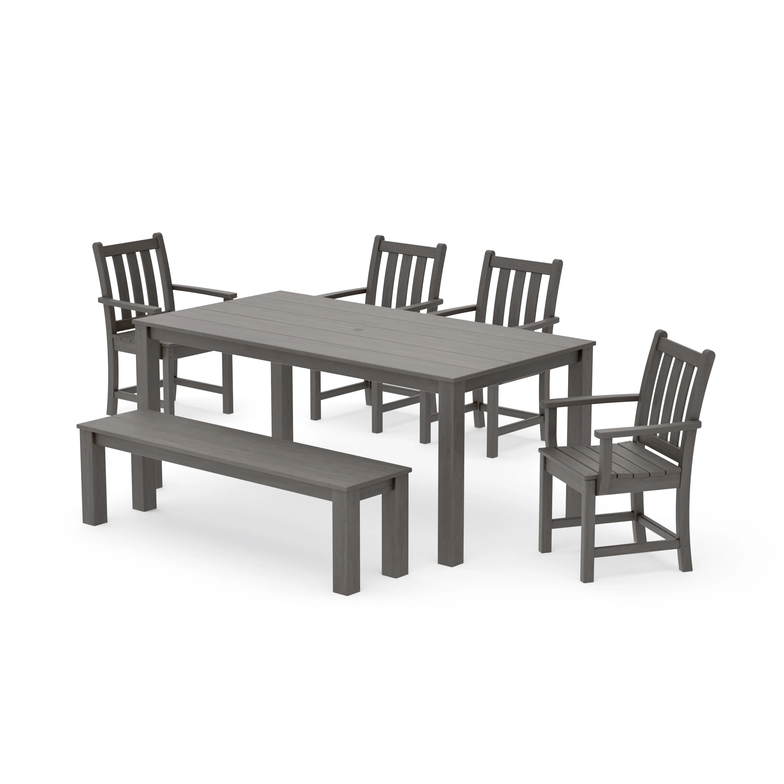 Traditional Garden 6-Piece Parsons Dining Set with Bench - Image 10