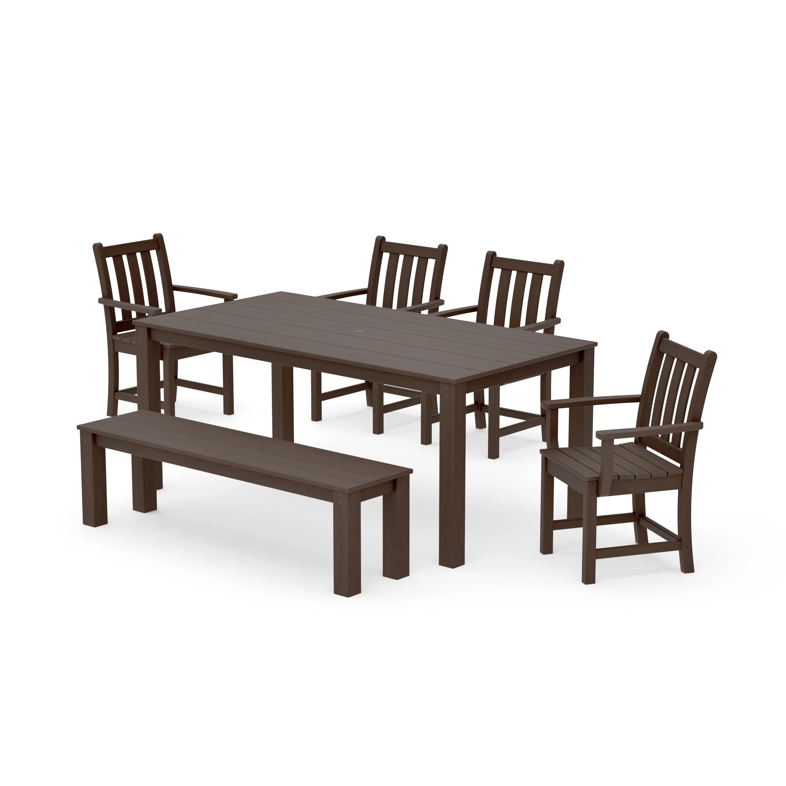 Traditional Garden 6-Piece Parsons Dining Set with Bench - Image 11
