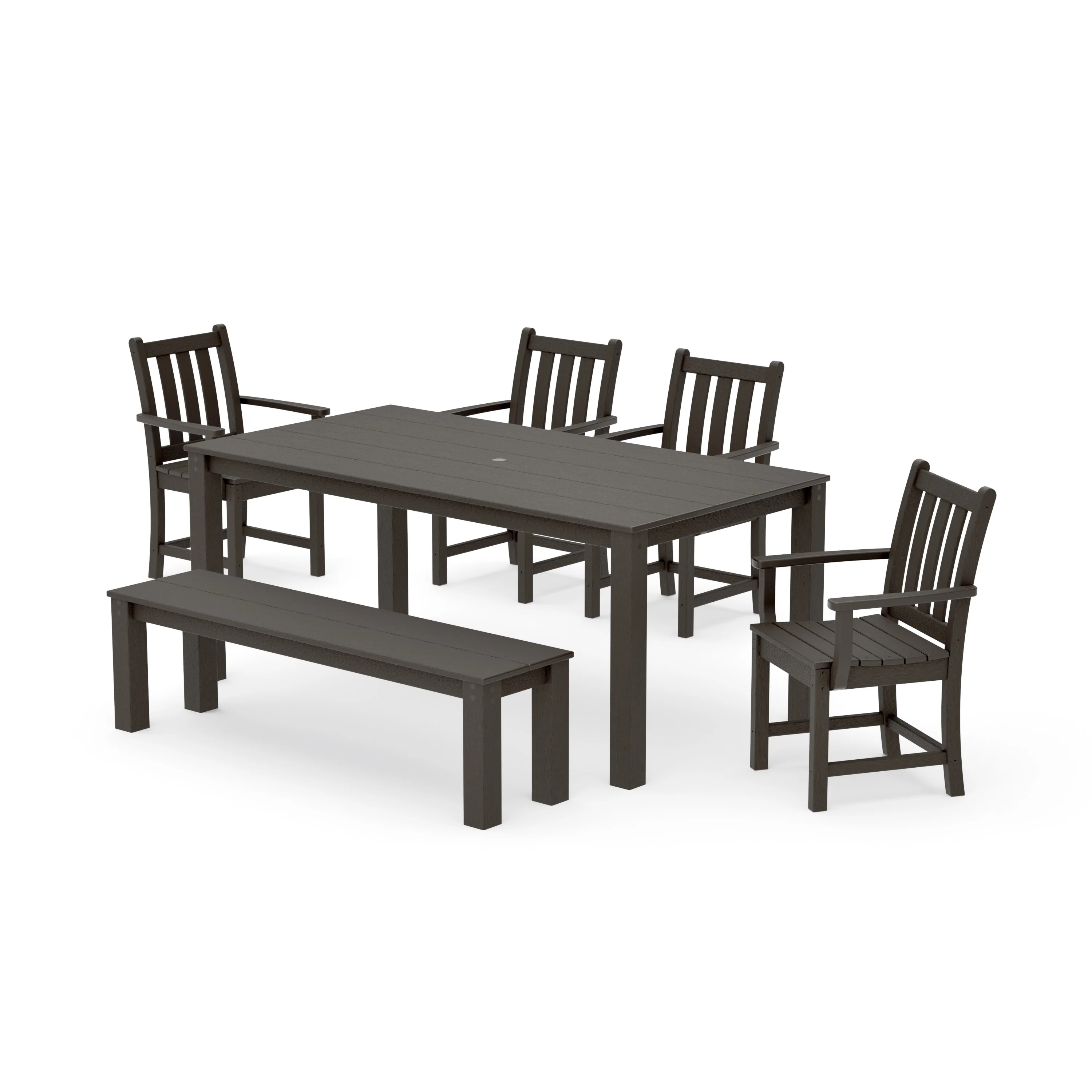 Traditional Garden 6-Piece Parsons Dining Set with Bench - Image 13
