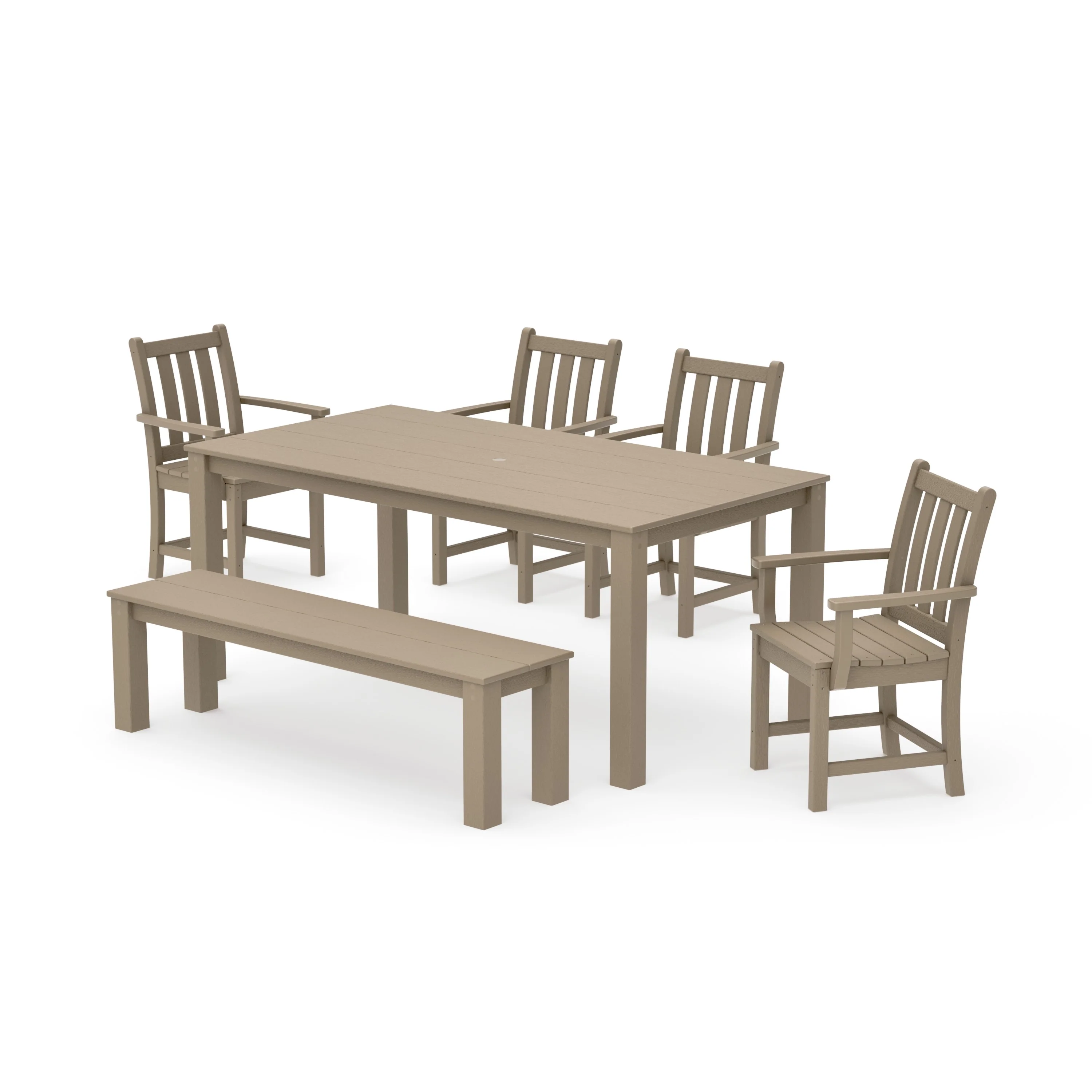 Traditional Garden 6-Piece Parsons Dining Set with Bench - Image 14