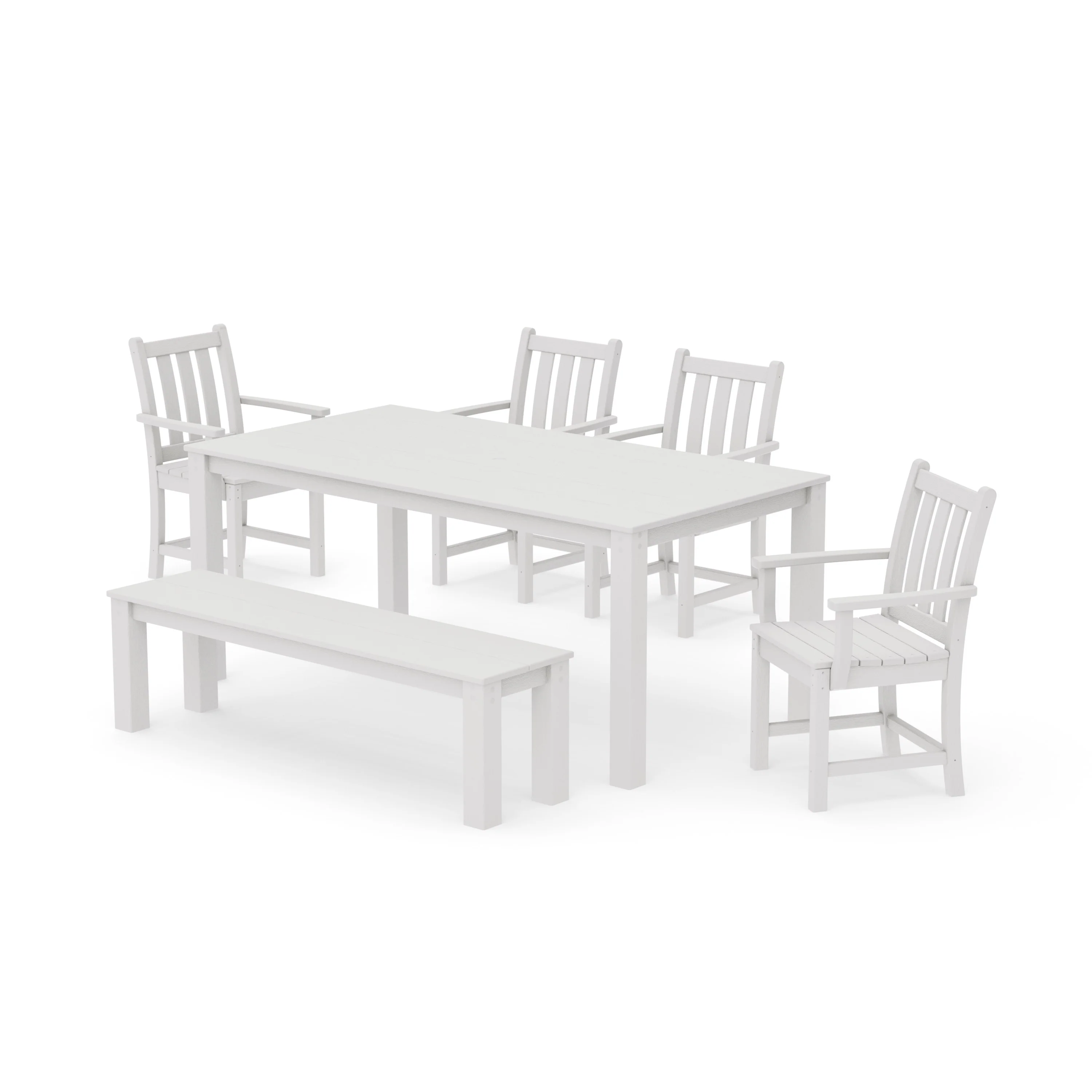 Traditional Garden 6-Piece Parsons Dining Set with Bench - Image 15