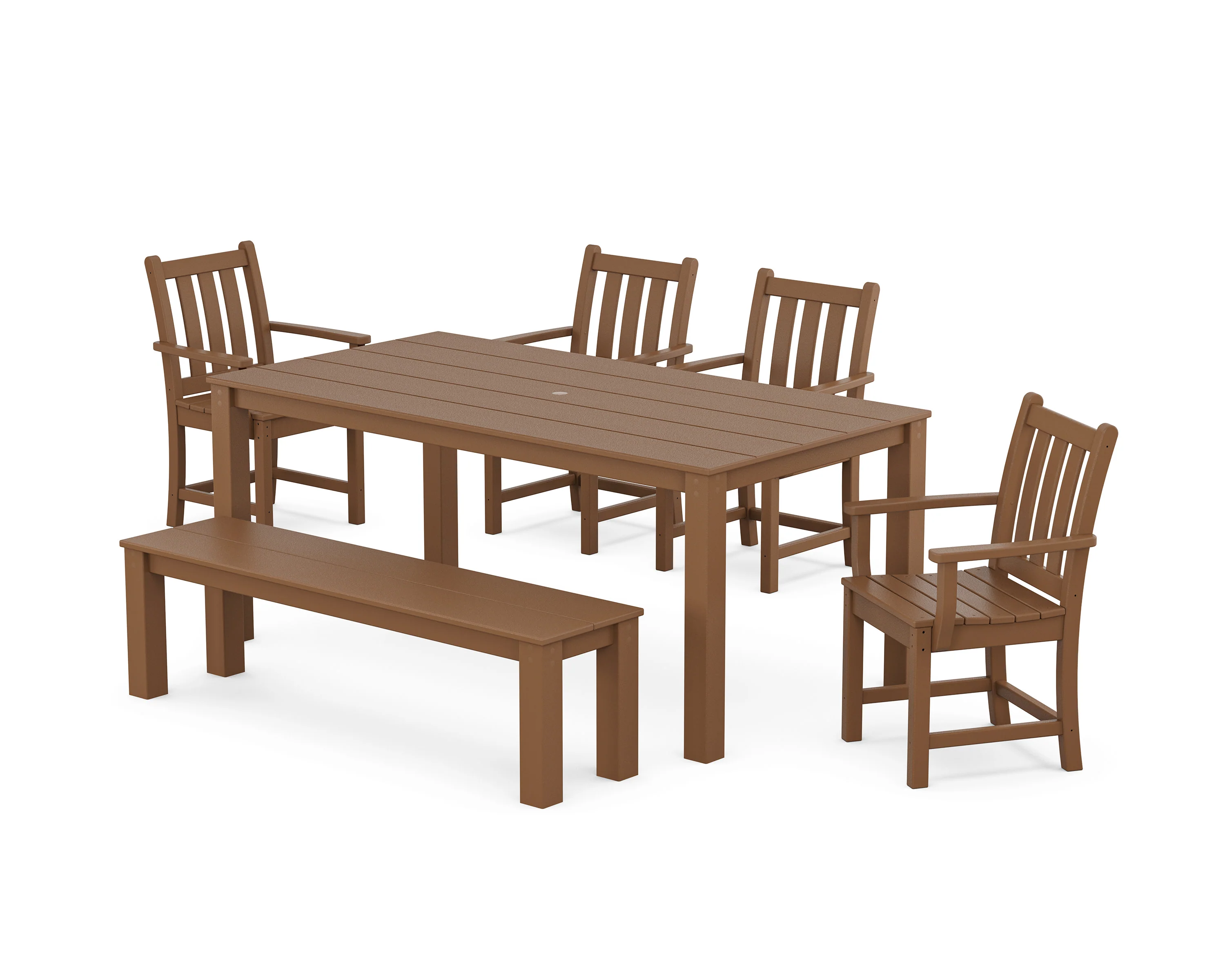 Traditional Garden 6-Piece Parsons Dining Set with Bench - Image 5