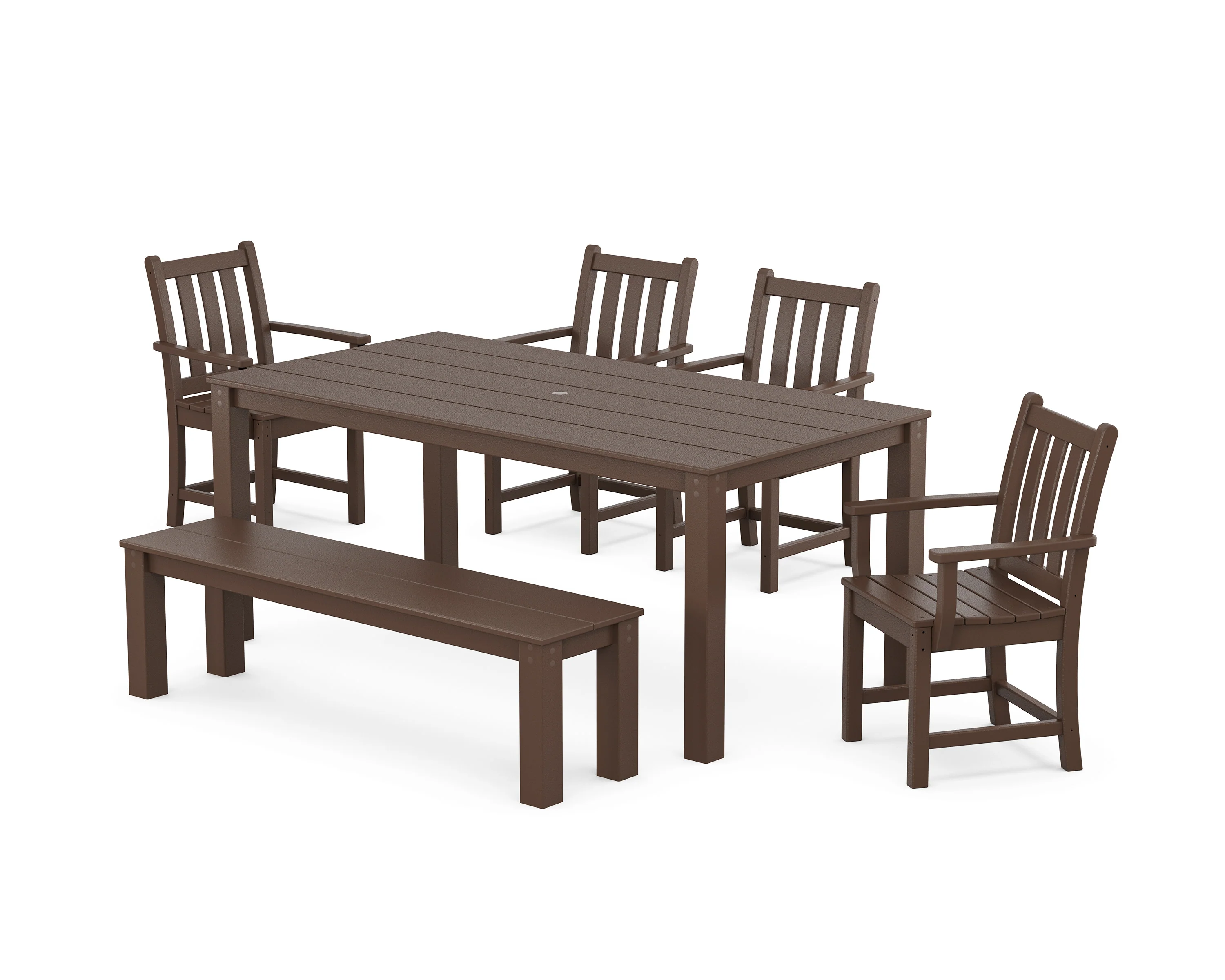 Traditional Garden 6-Piece Parsons Dining Set with Bench - Image 6