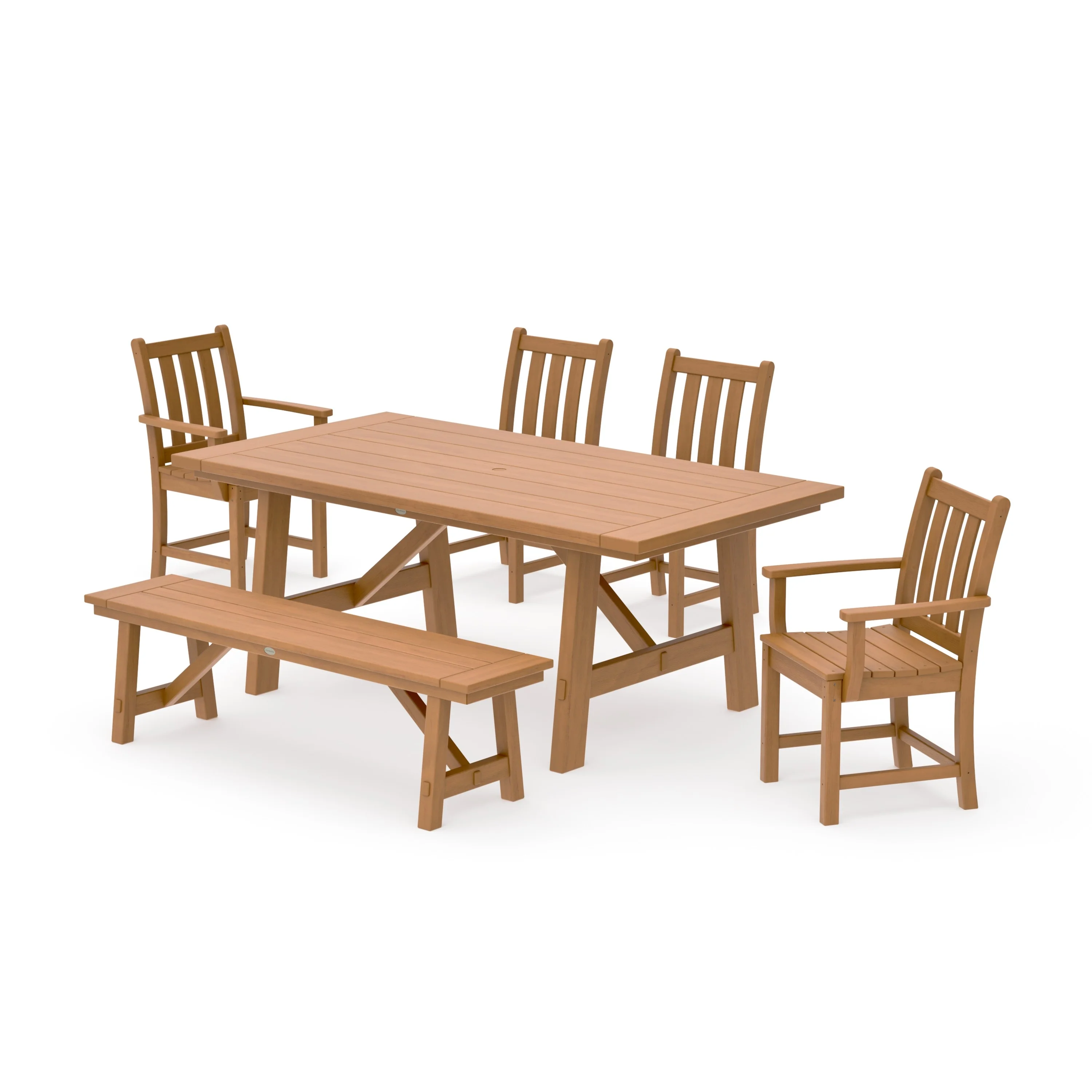Traditional Garden 6-Piece Rustic Farmhouse Dining Set With Bench - Image 12