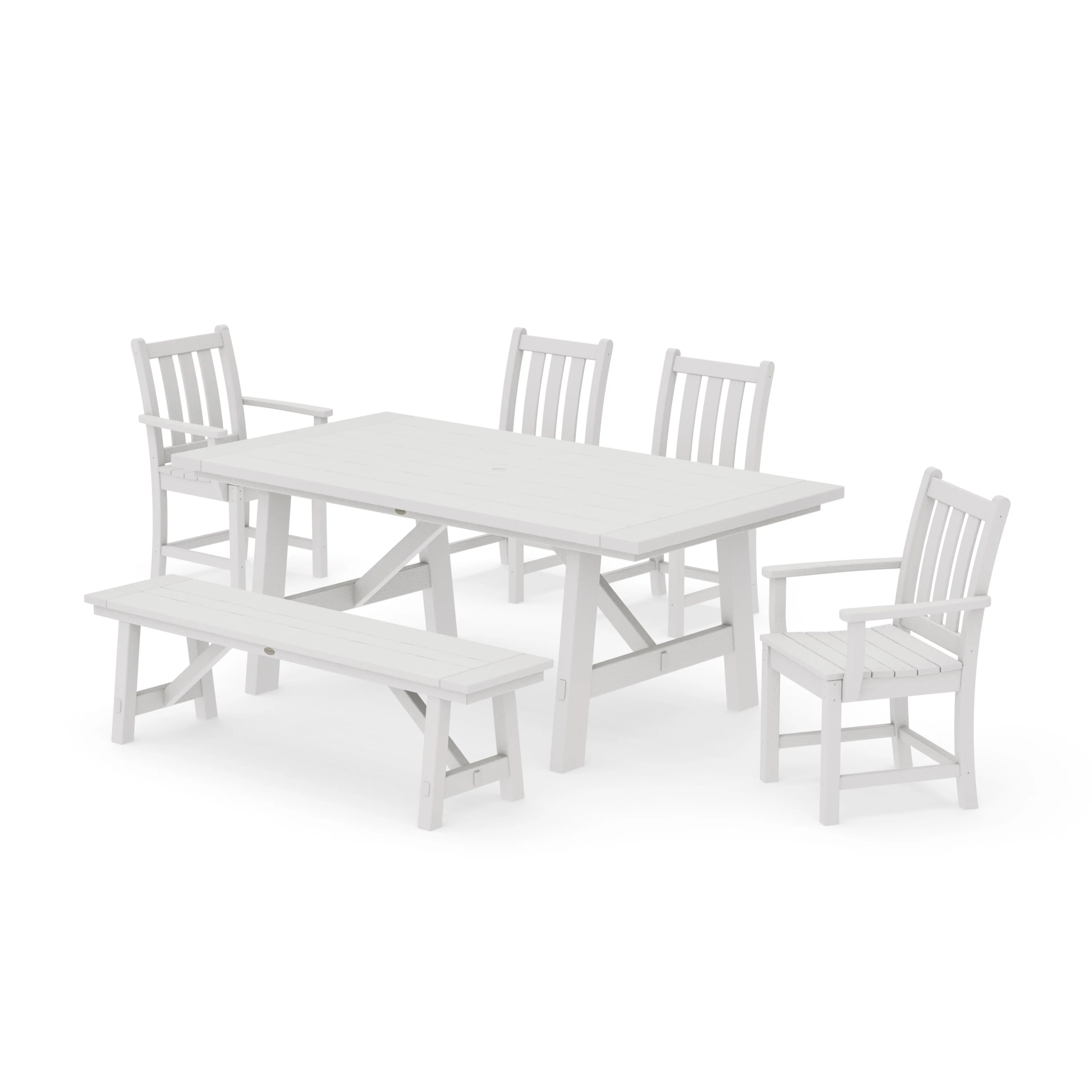 Traditional Garden 6-Piece Rustic Farmhouse Dining Set With Bench - Image 15