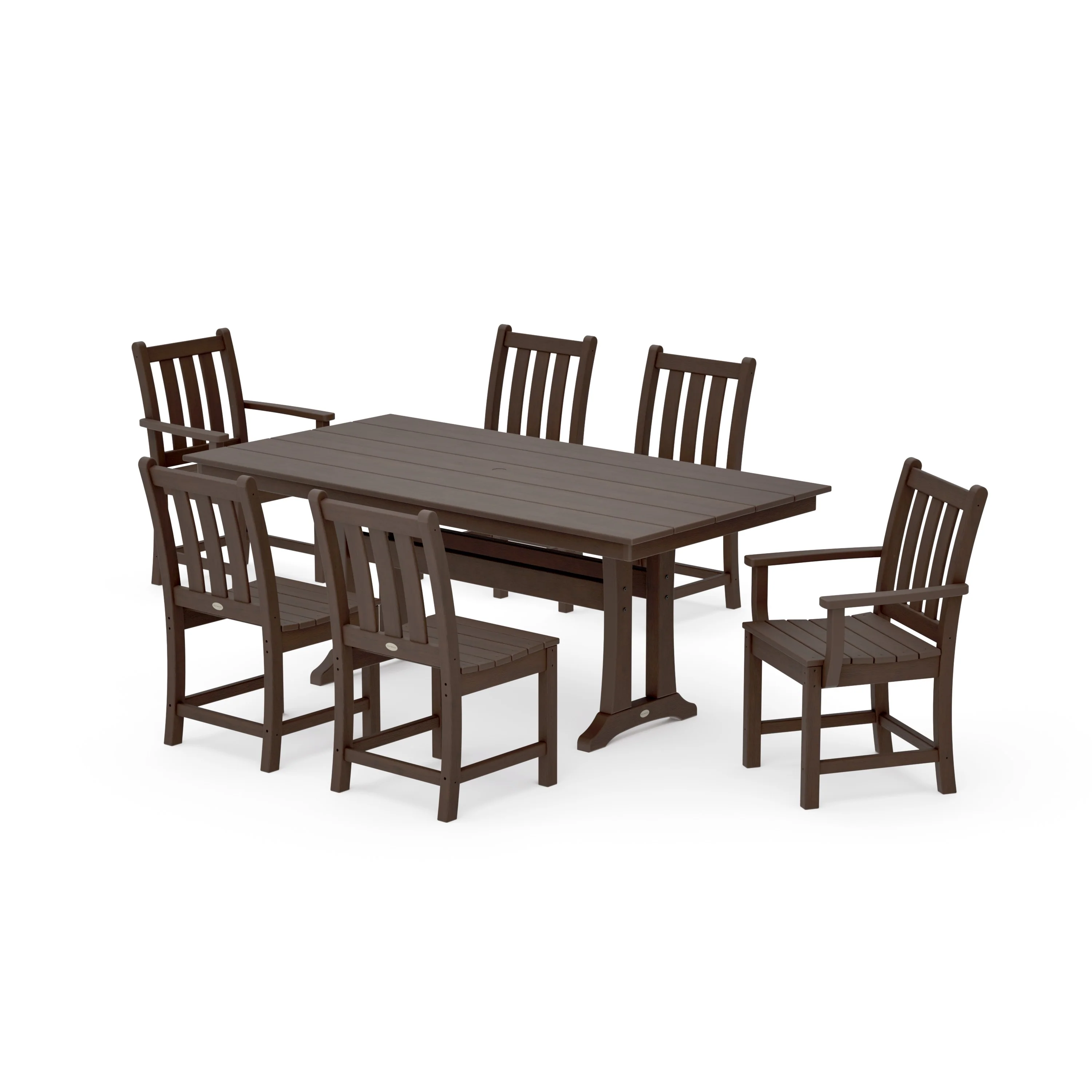 Traditional Garden 7-Piece Farmhouse Dining Set With Trestle Legs - Image 11