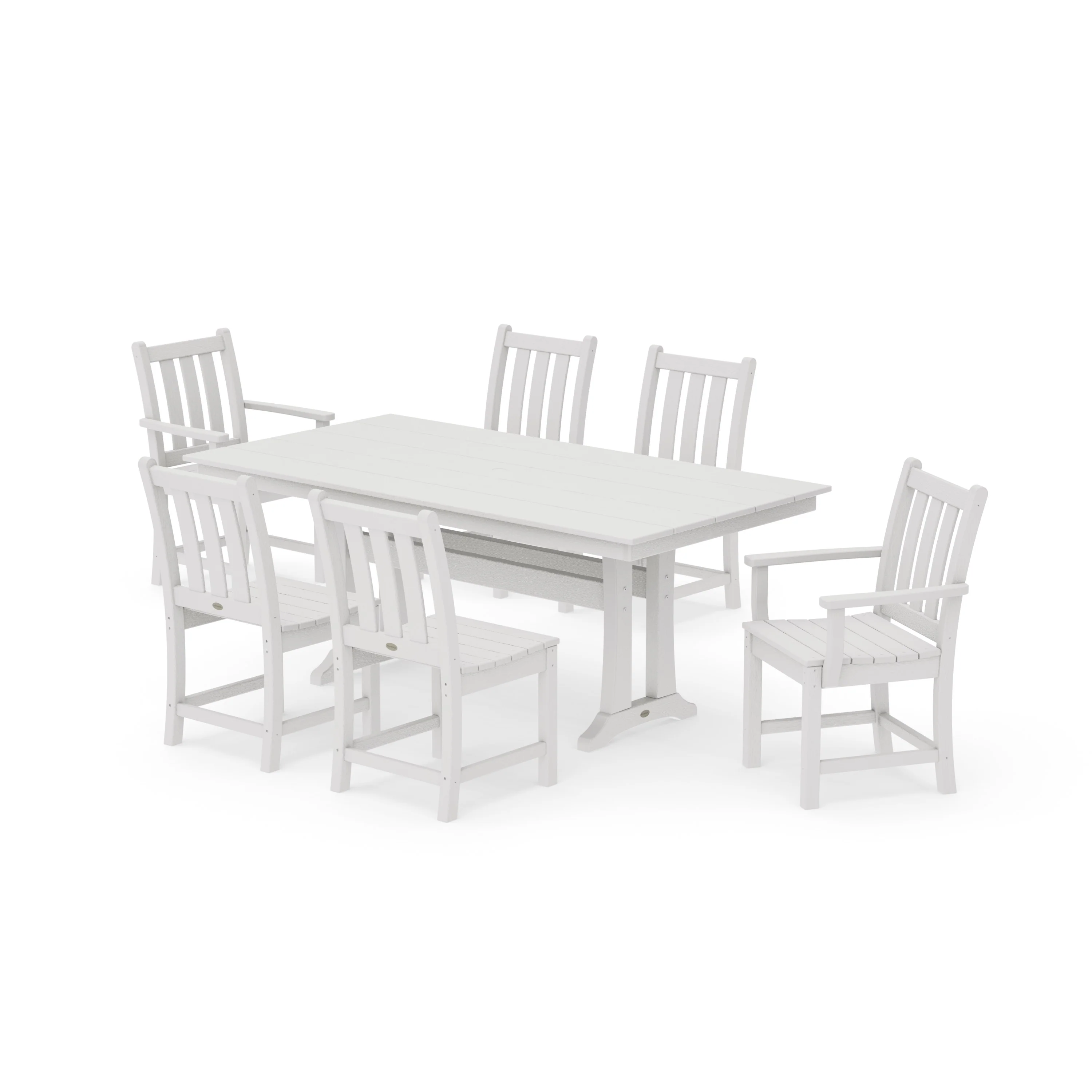 Traditional Garden 7-Piece Farmhouse Dining Set With Trestle Legs - Image 15