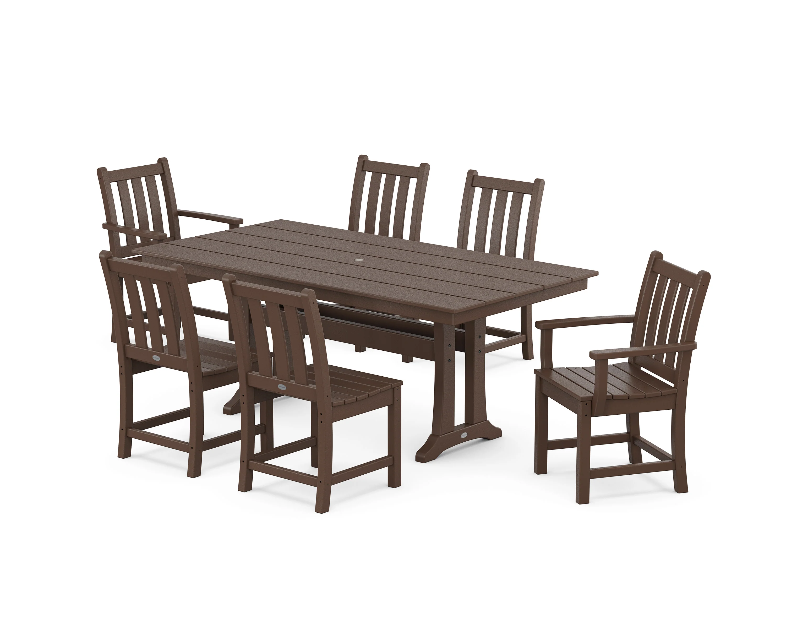 Traditional Garden 7-Piece Farmhouse Dining Set With Trestle Legs - Image 4