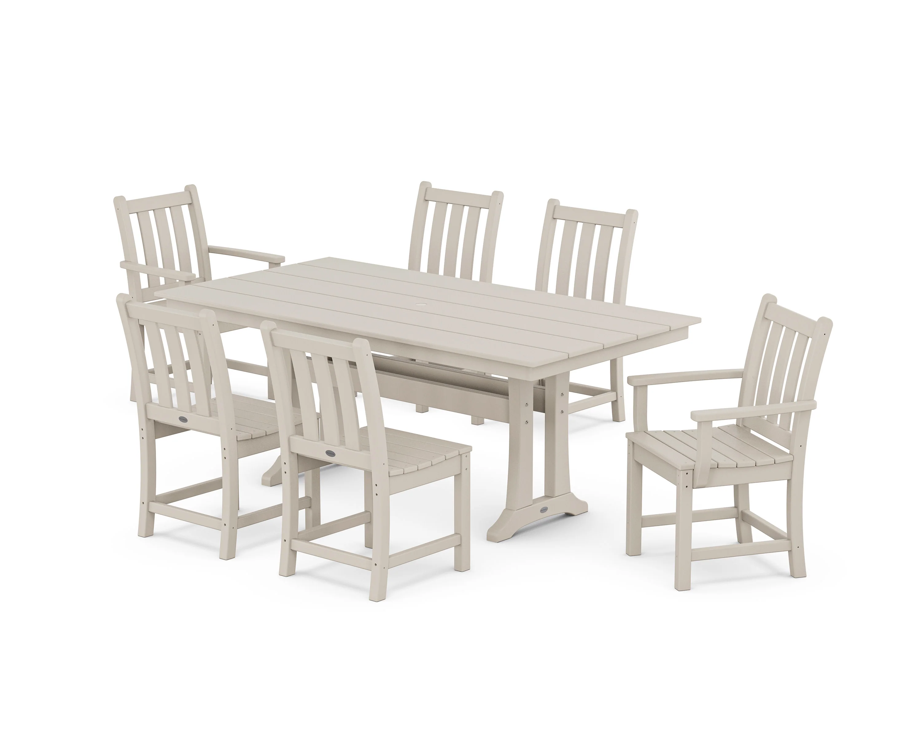 Traditional Garden 7-Piece Farmhouse Dining Set With Trestle Legs - Image 7