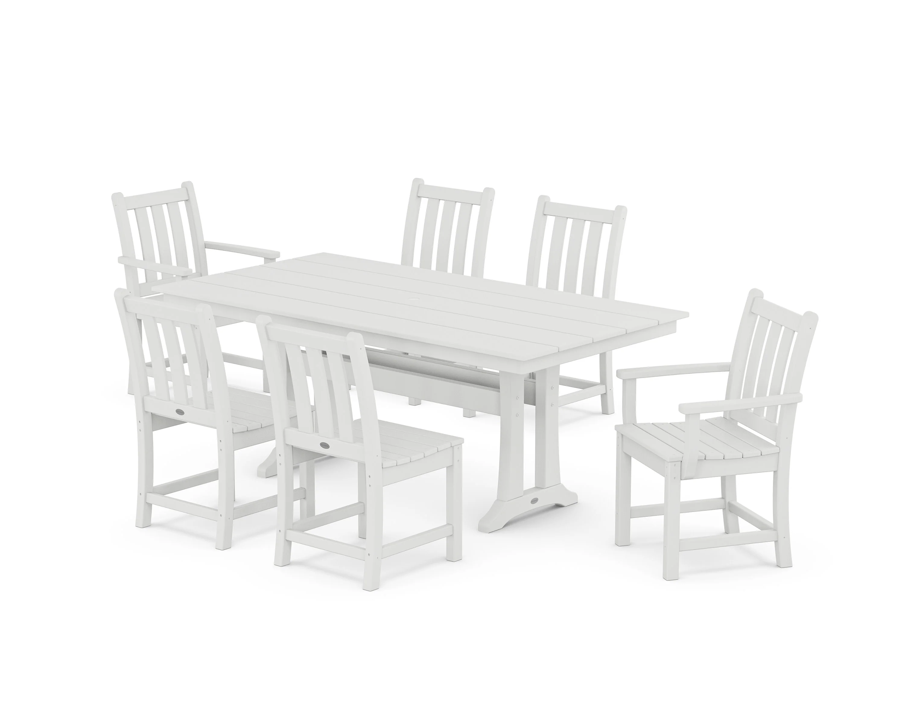 Traditional Garden 7-Piece Farmhouse Dining Set With Trestle Legs - Image 9