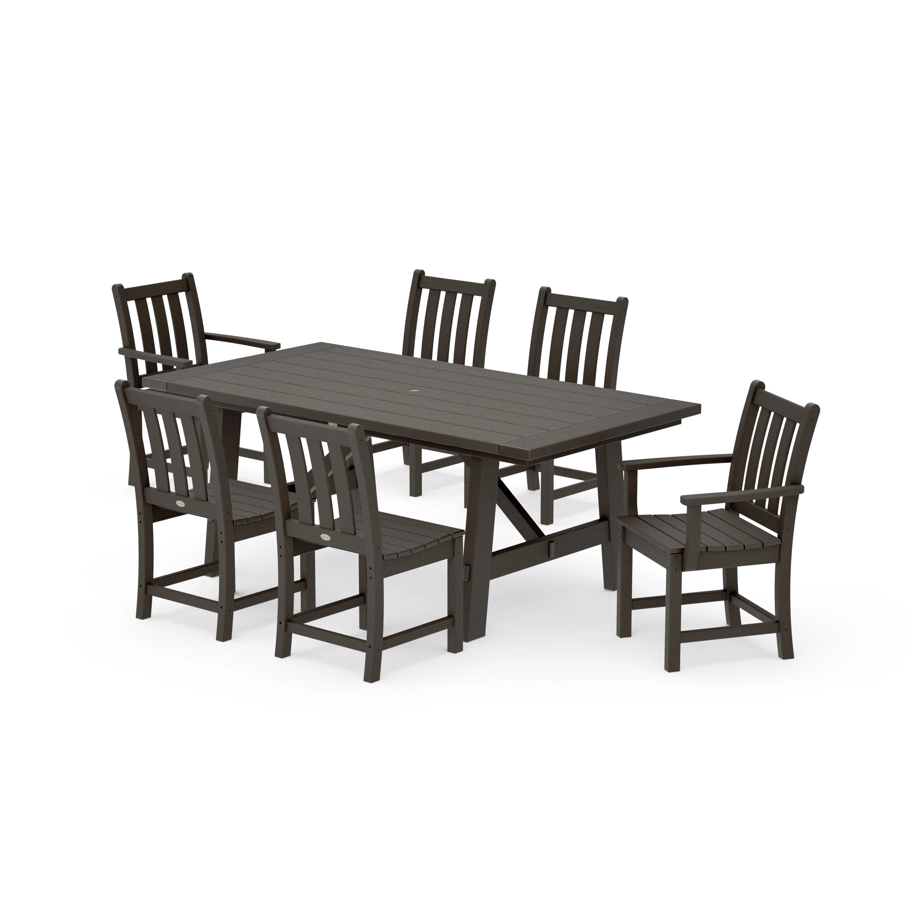 Traditional Garden 7-Piece Rustic Farmhouse Dining Set - Image 13