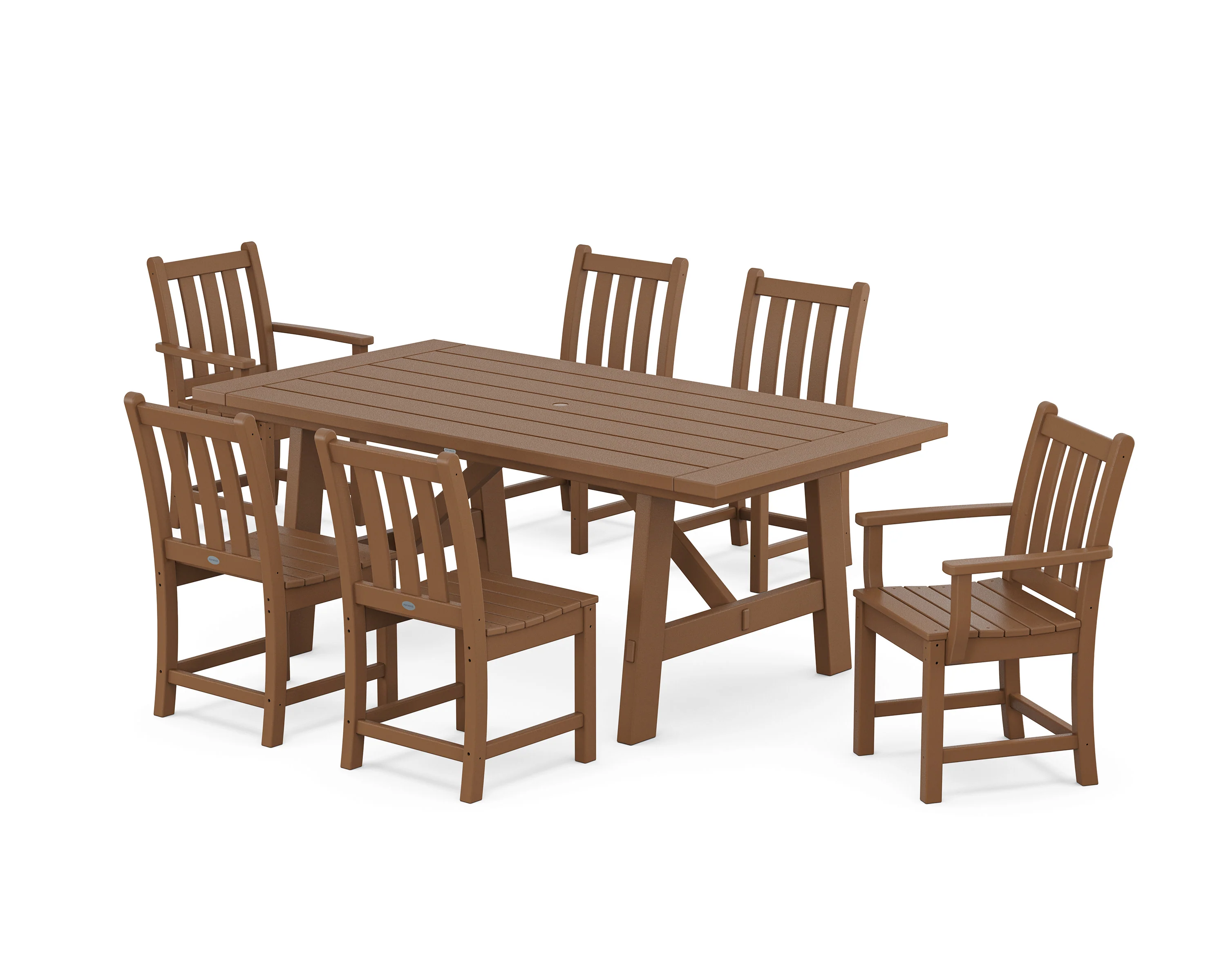 Traditional Garden 7-Piece Rustic Farmhouse Dining Set - Image 4