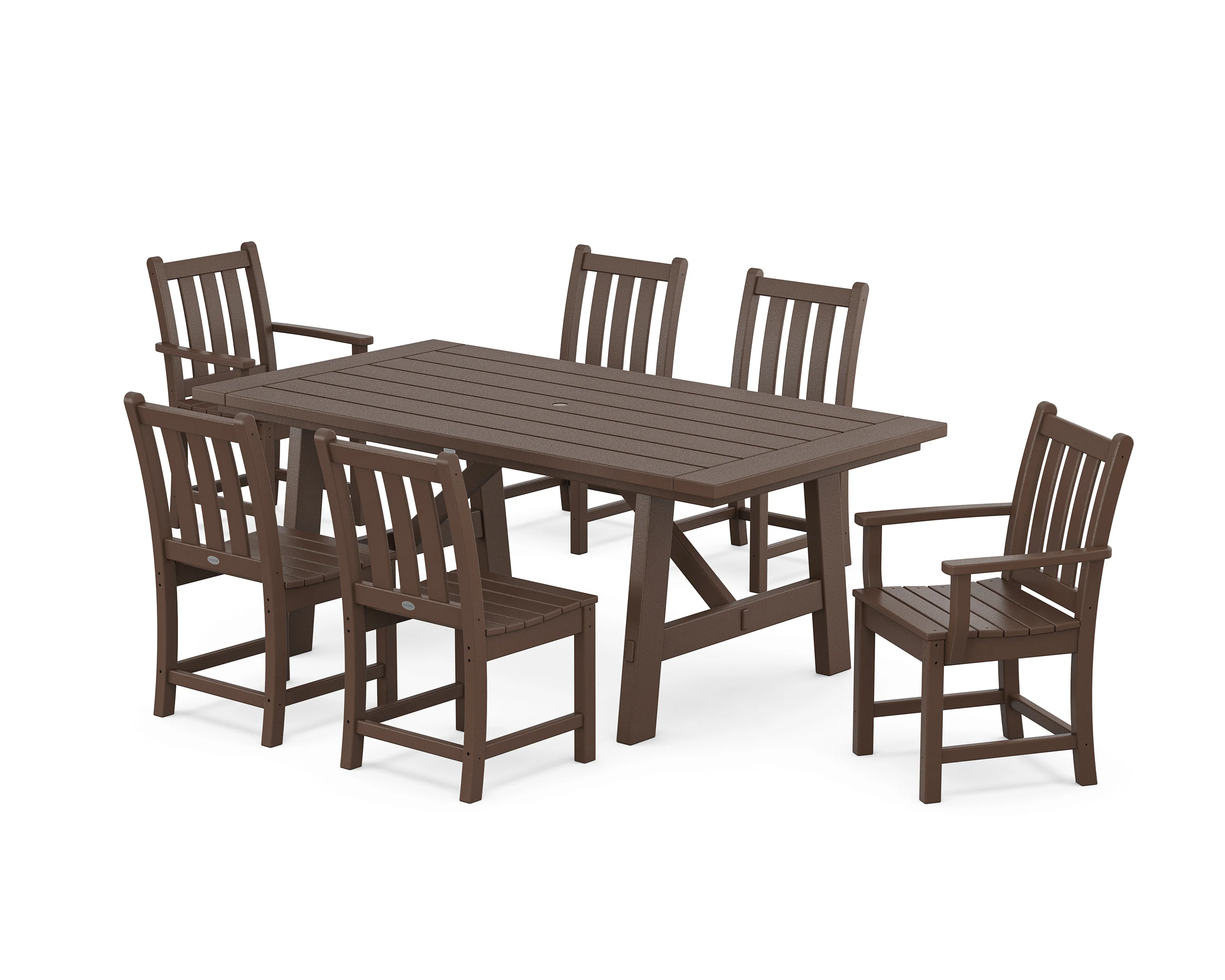 Traditional Garden 7-Piece Rustic Farmhouse Dining Set - Image 5