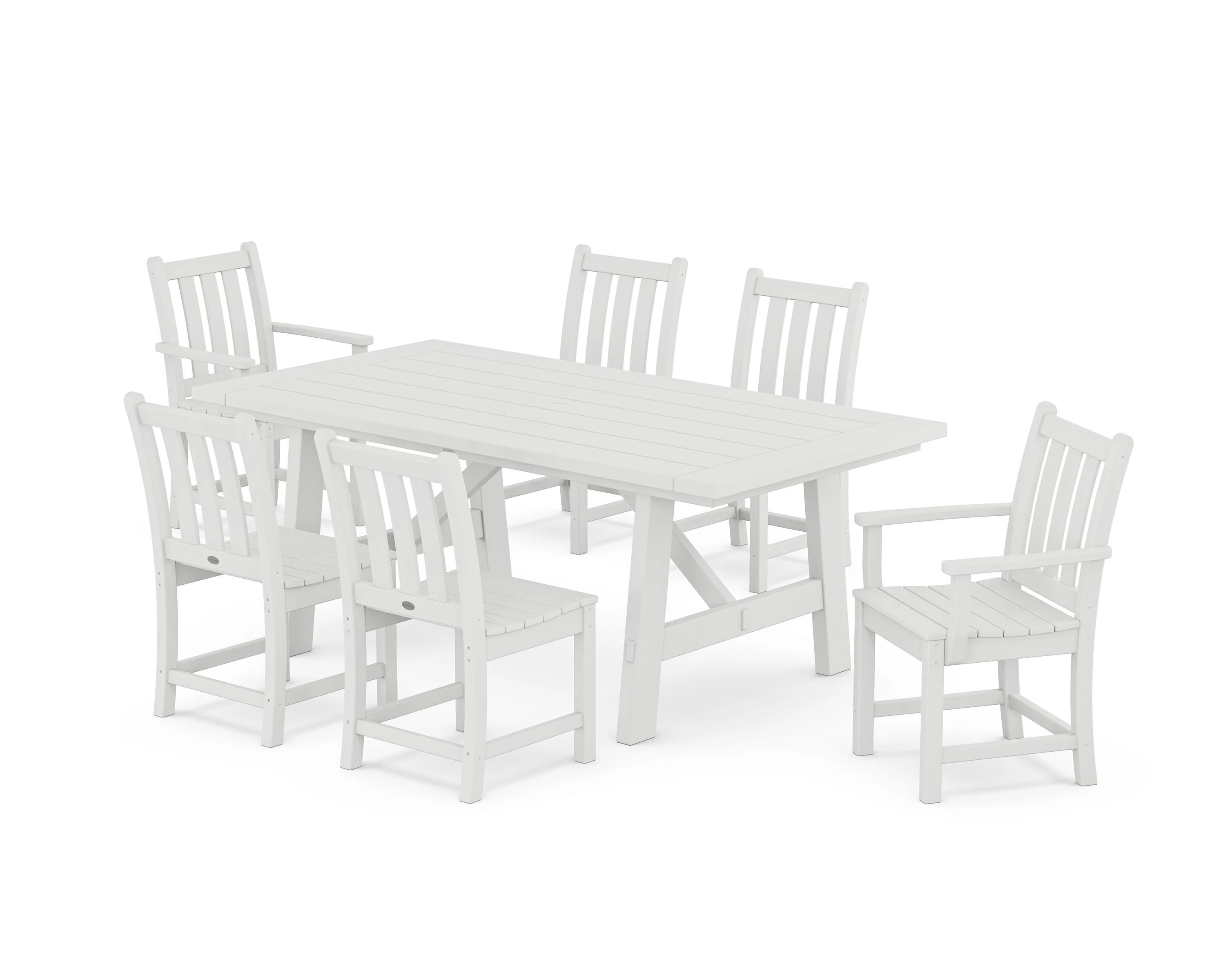 Traditional Garden 7-Piece Rustic Farmhouse Dining Set - Image 7