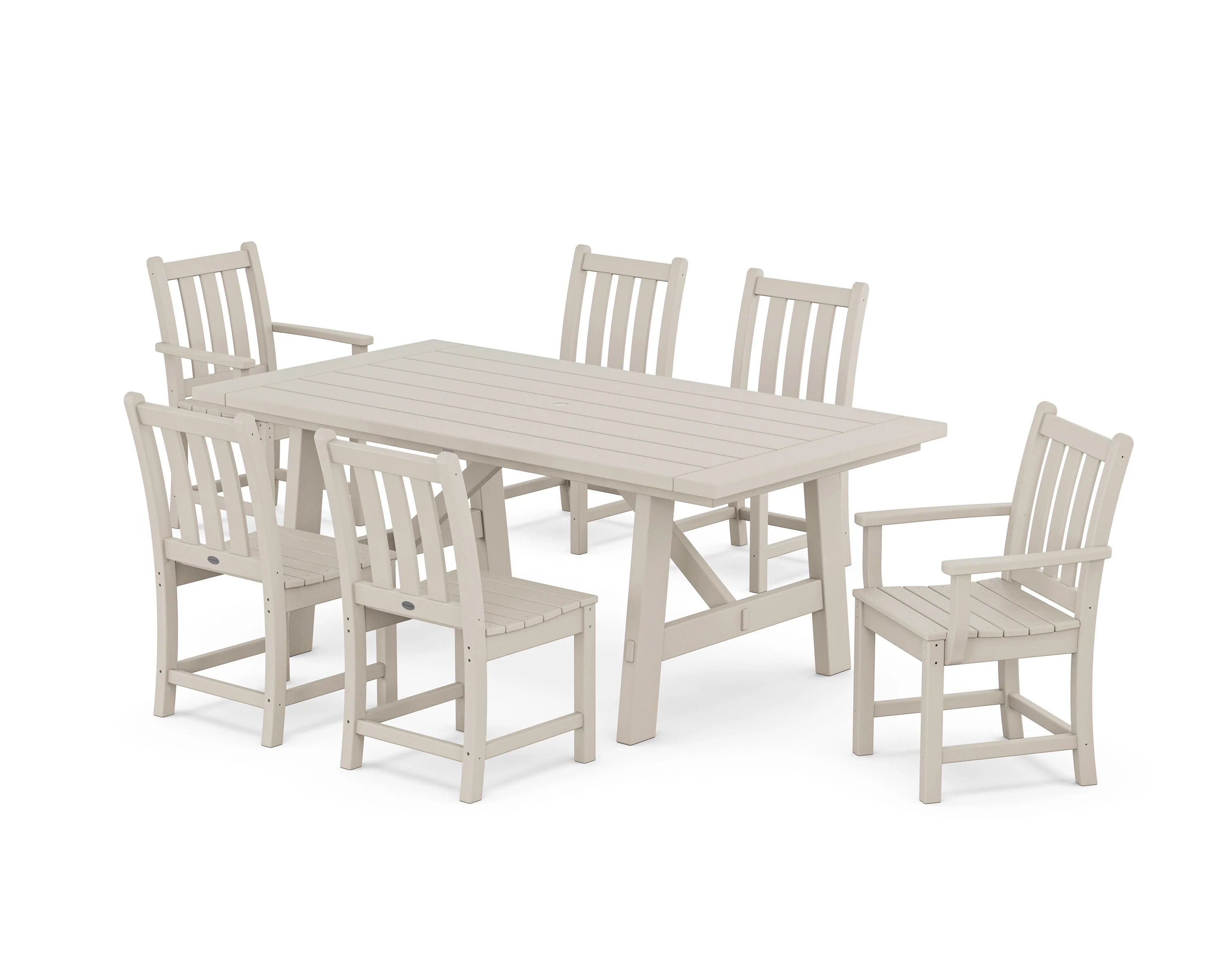 Traditional Garden 7-Piece Rustic Farmhouse Dining Set - Image 9