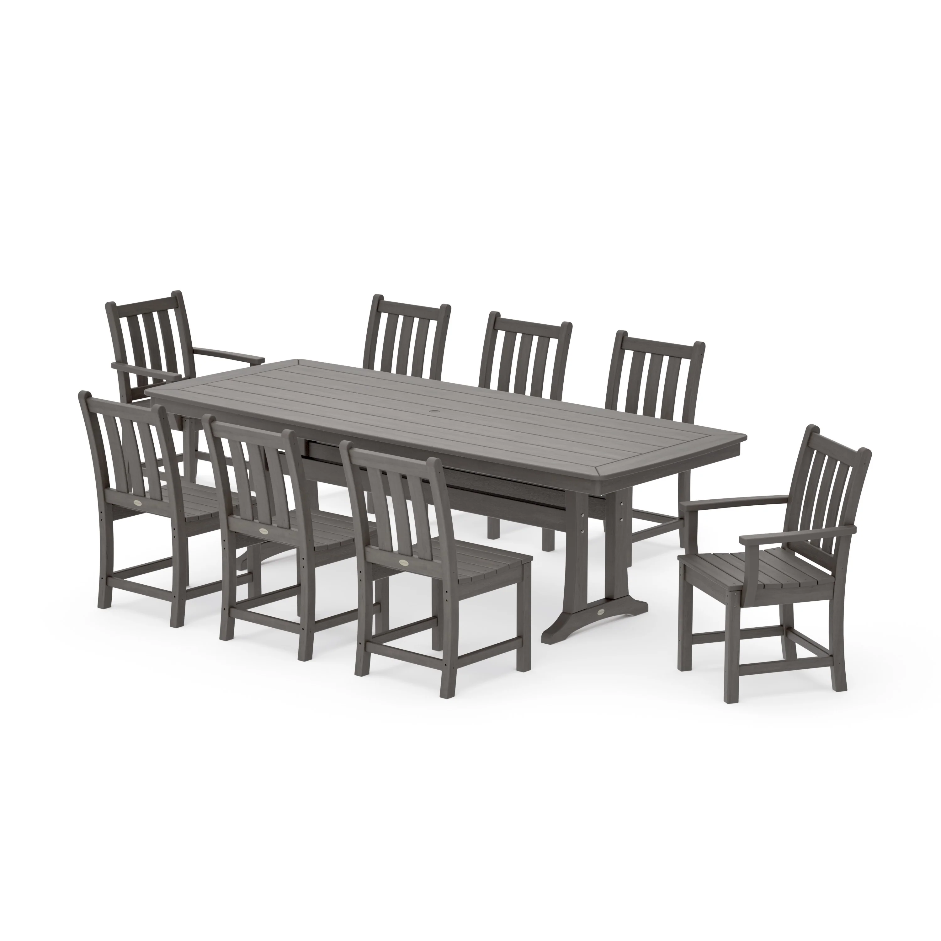 Traditional Garden 9-Piece Dining Set with Trestle Legs - Image 10