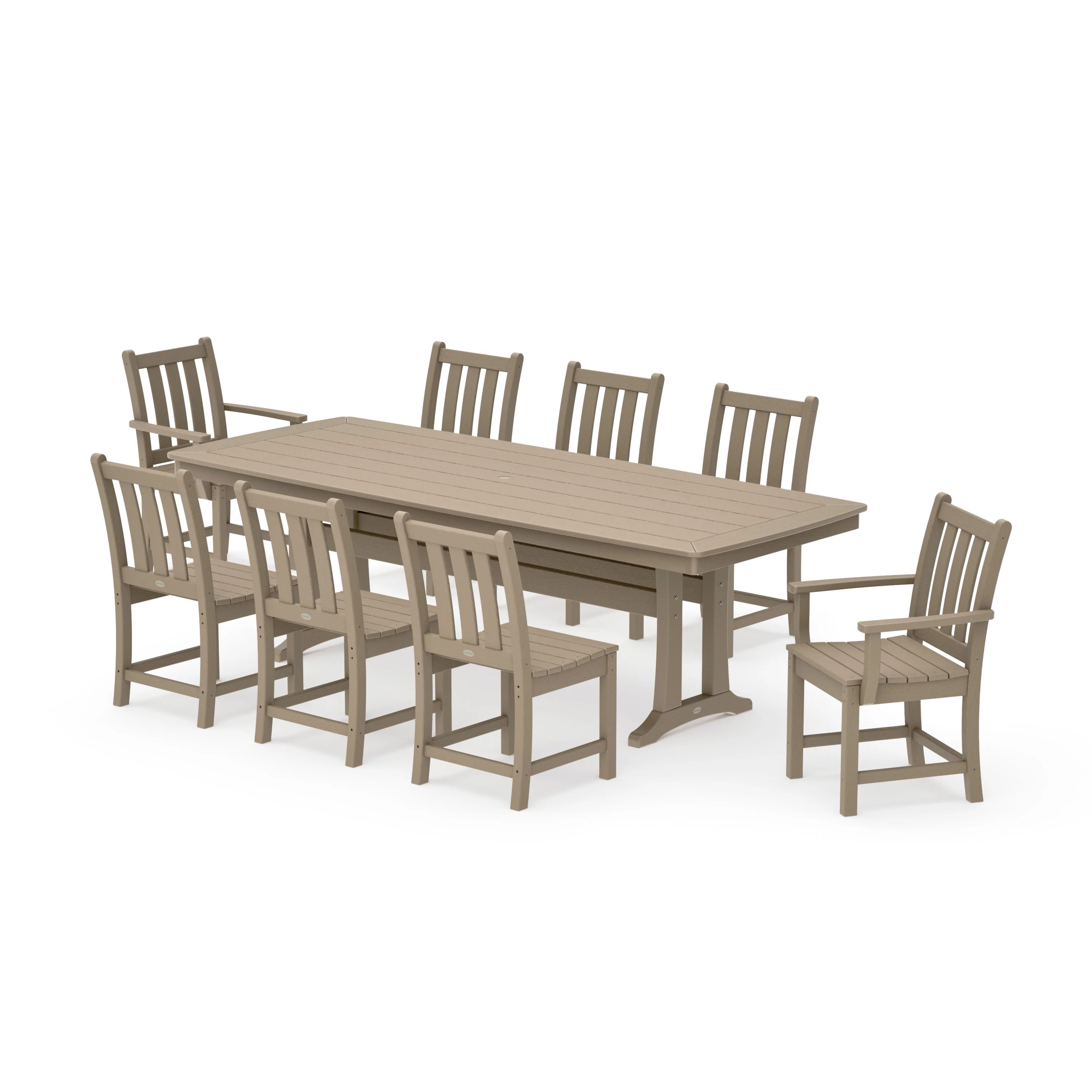 Traditional Garden 9-Piece Dining Set with Trestle Legs - Image 14