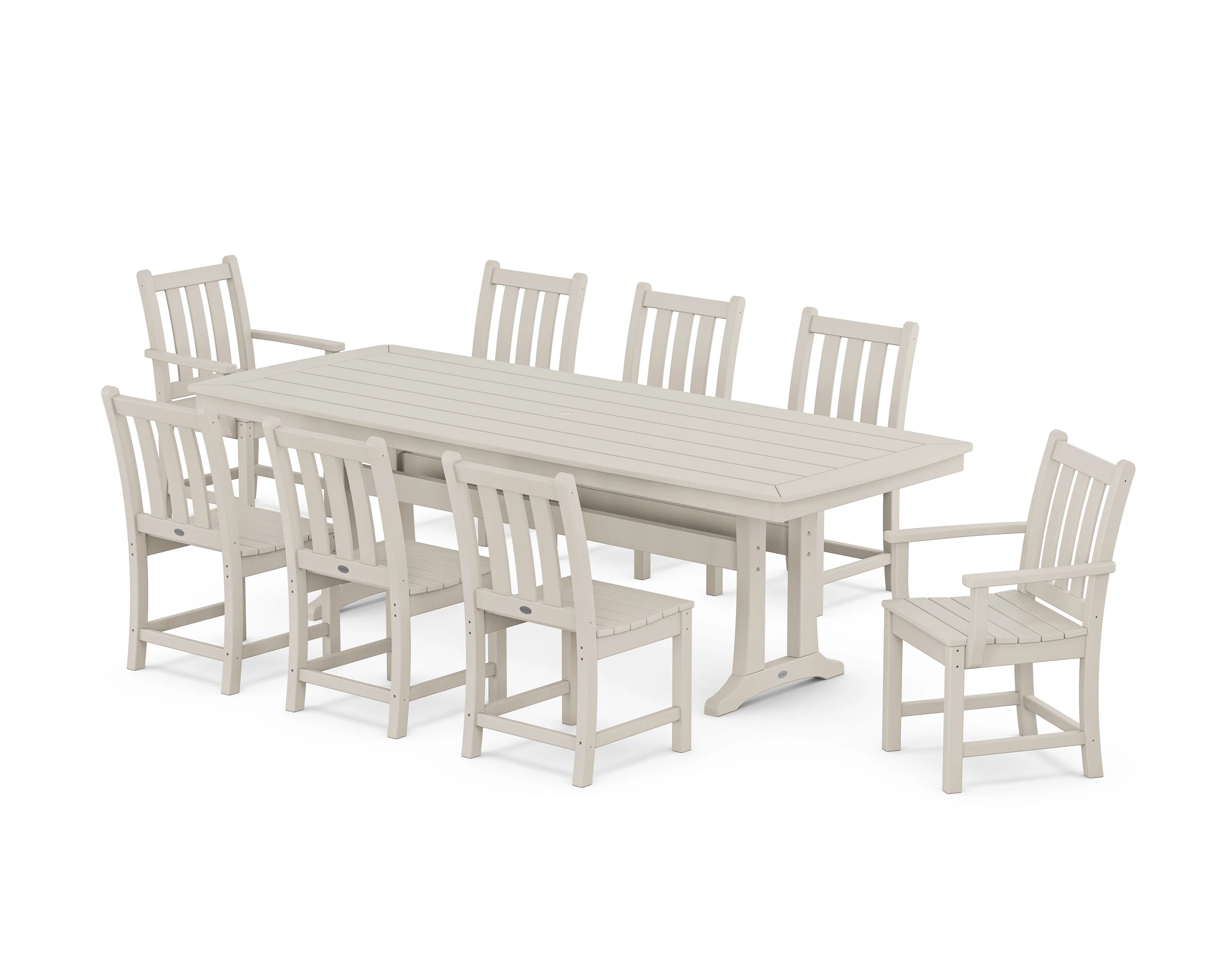 Traditional Garden 9-Piece Dining Set with Trestle Legs - Image 5