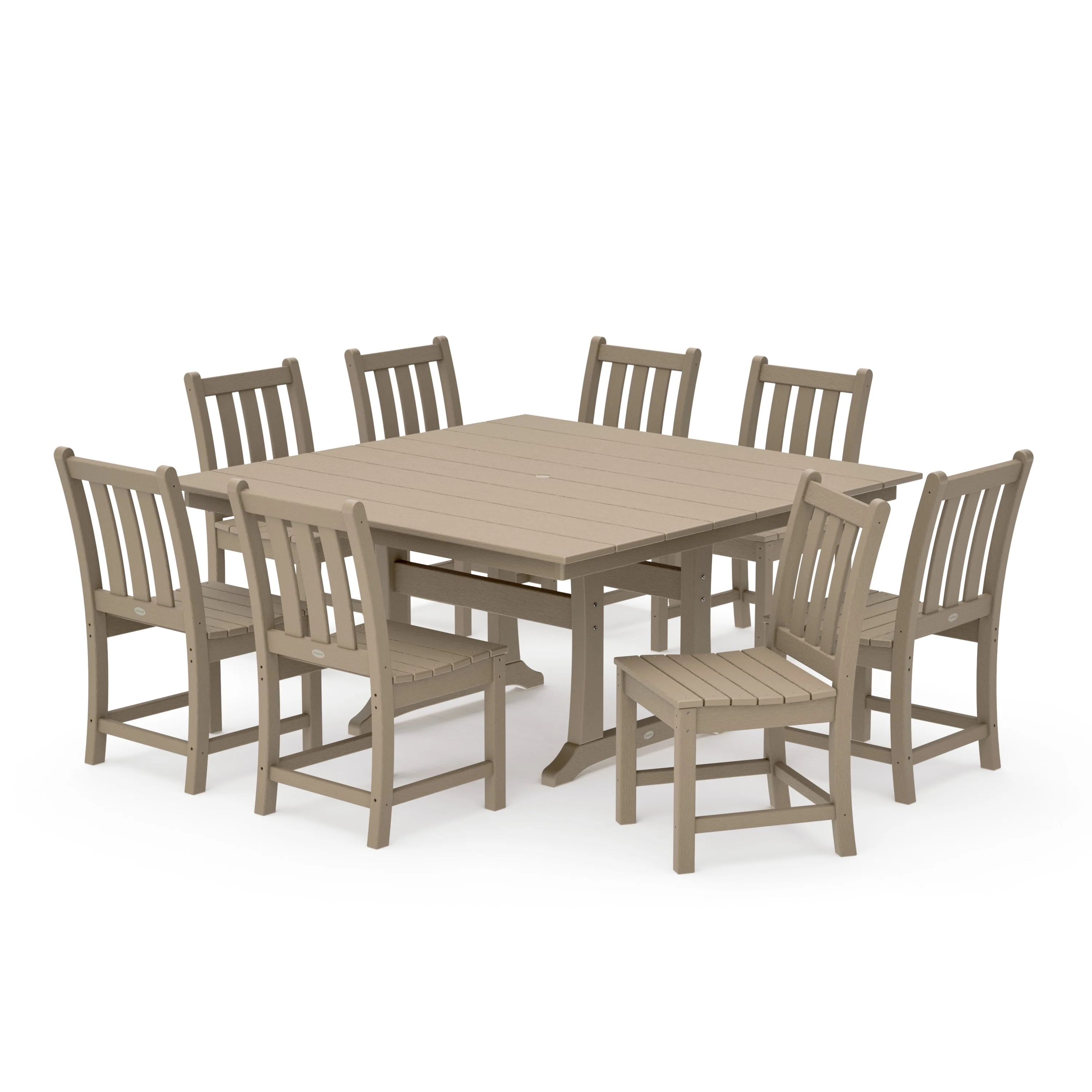 Traditional Garden 9-Piece Farmhouse Trestle Dining Set - Image 11