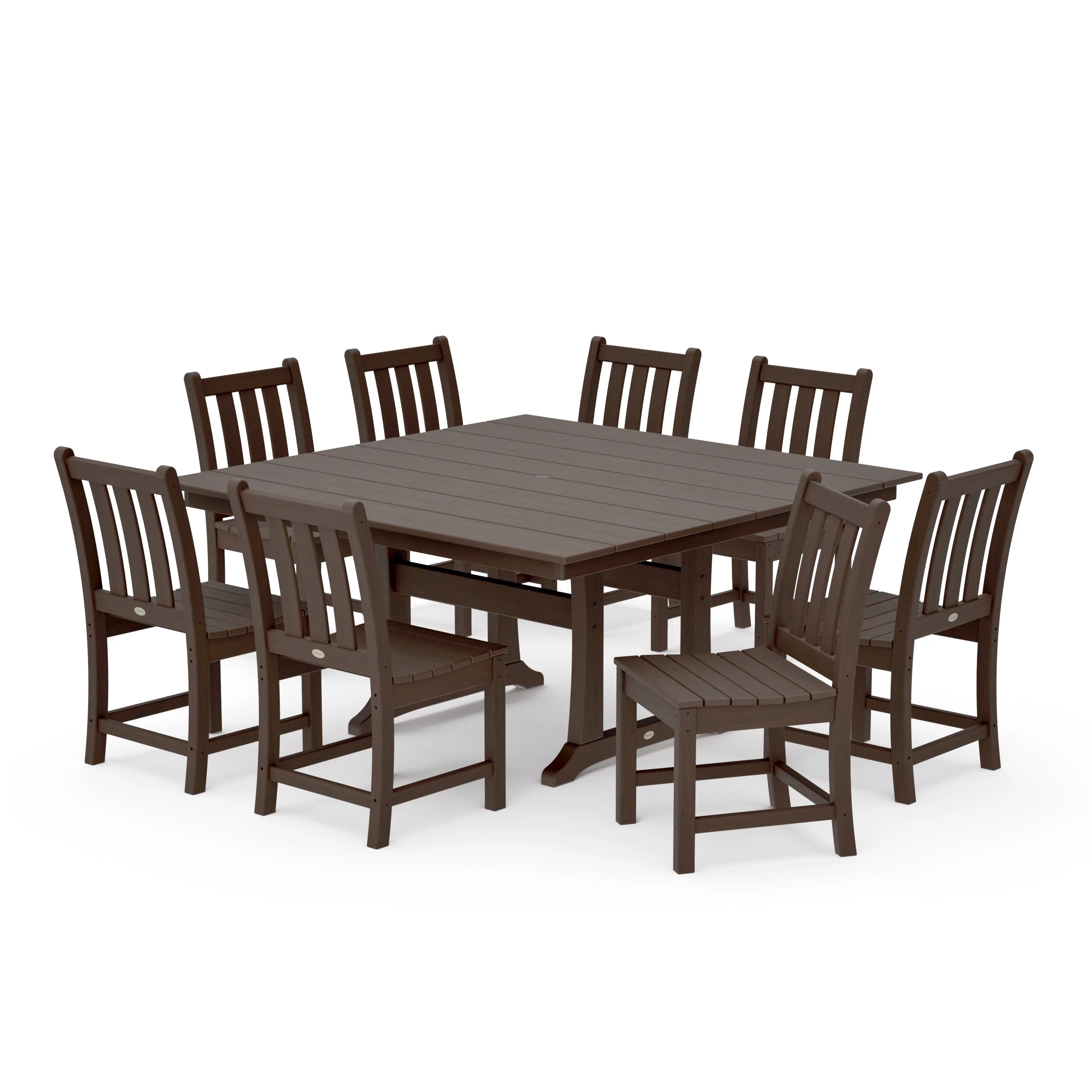 Traditional Garden 9-Piece Farmhouse Trestle Dining Set - Image 14