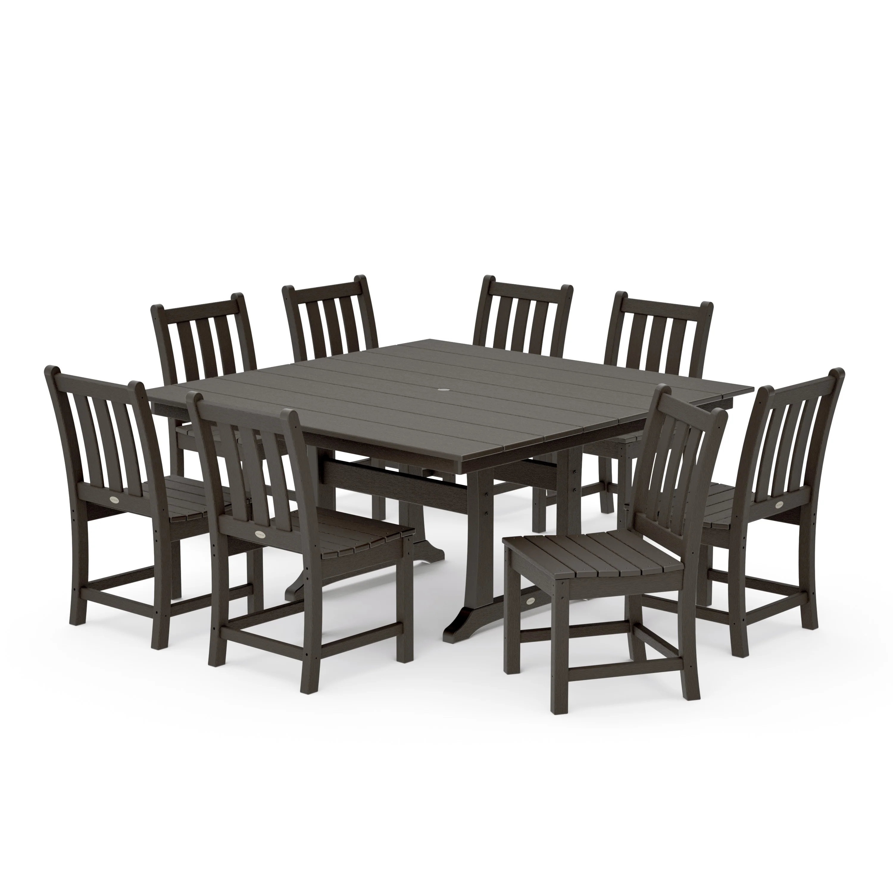 Traditional Garden 9-Piece Farmhouse Trestle Dining Set - Image 16