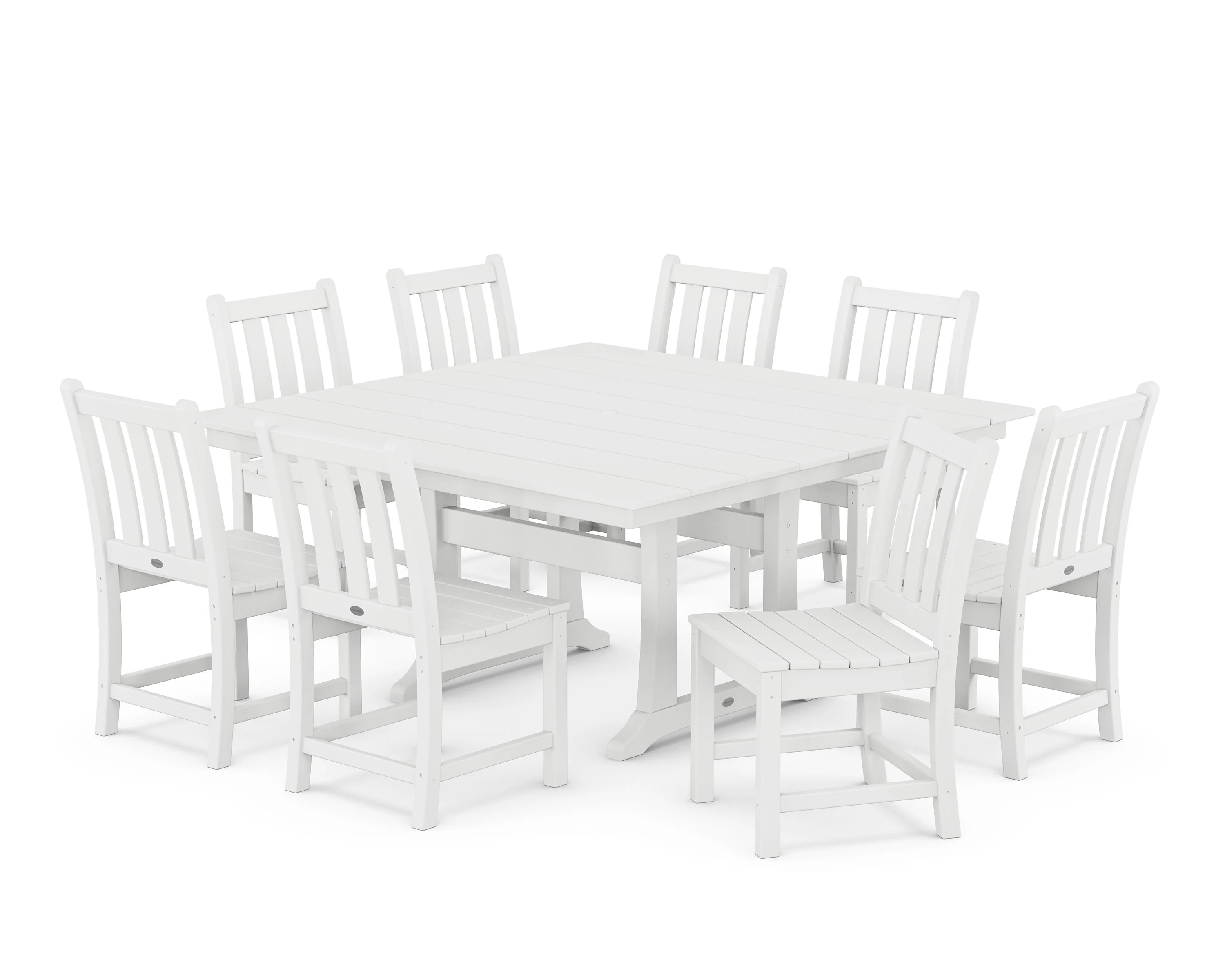 Traditional Garden 9-Piece Farmhouse Trestle Dining Set - Image 7