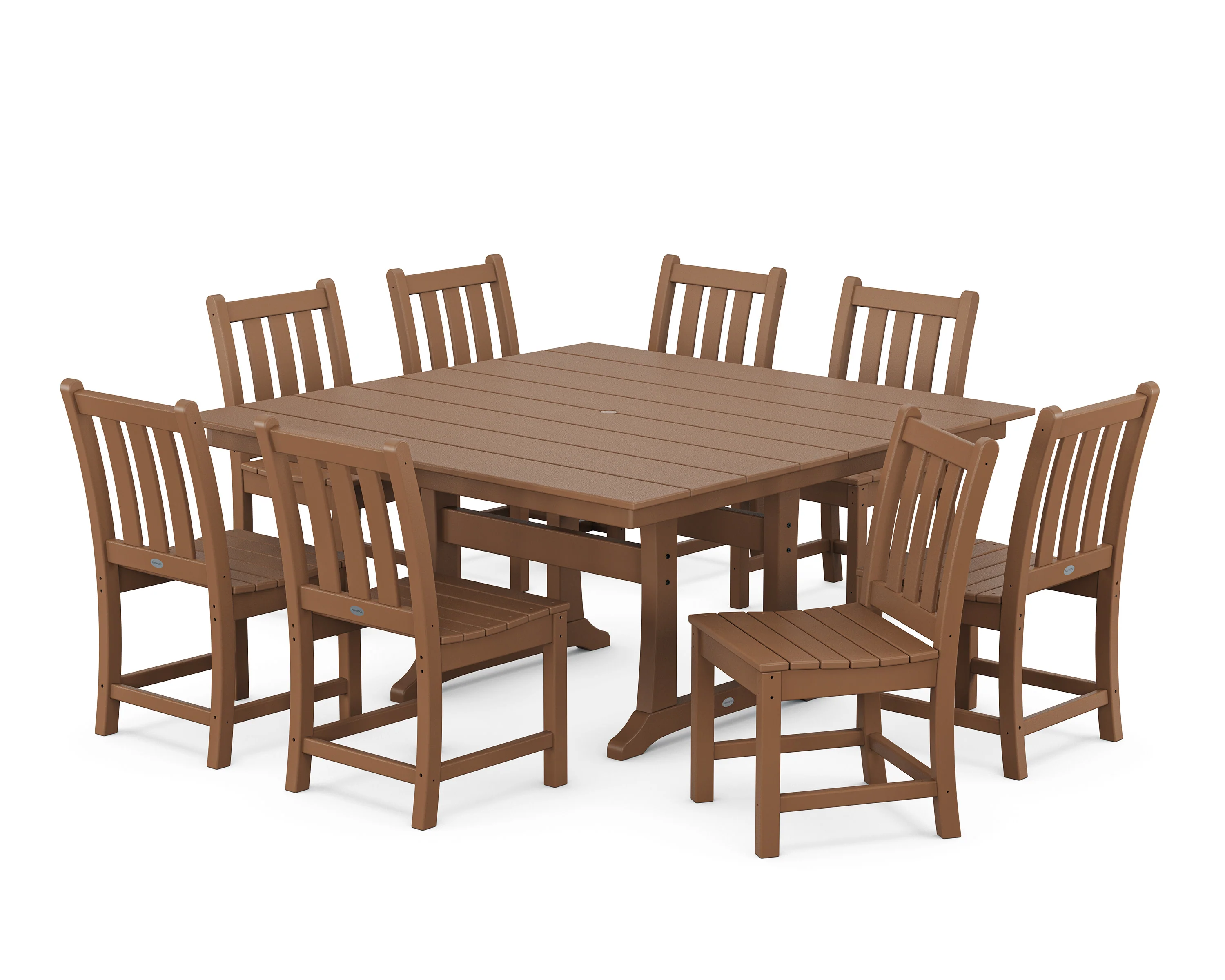 Traditional Garden 9-Piece Farmhouse Trestle Dining Set - Image 9
