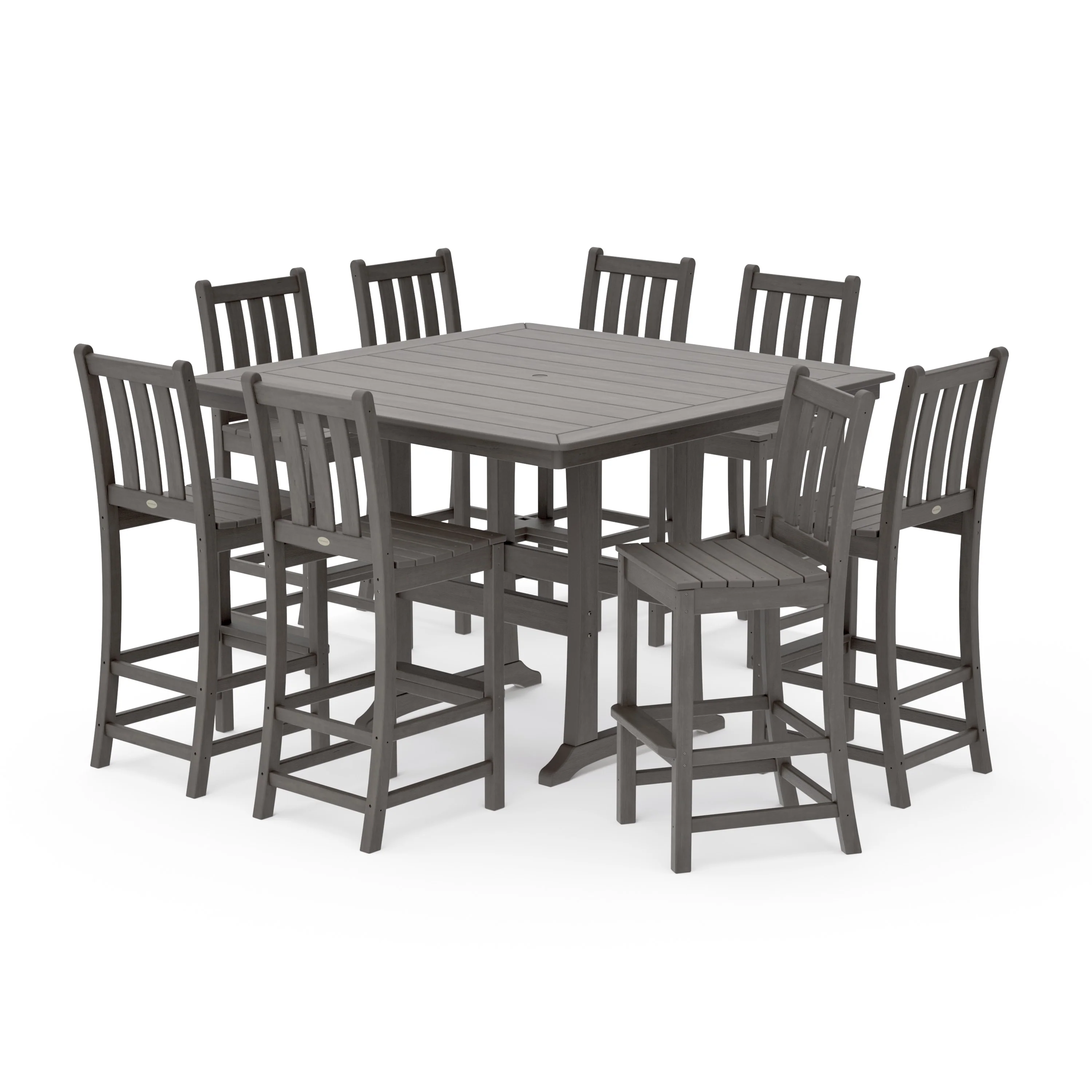 Traditional Garden 9-Piece Nautical Trestle Bar Set - Image 10