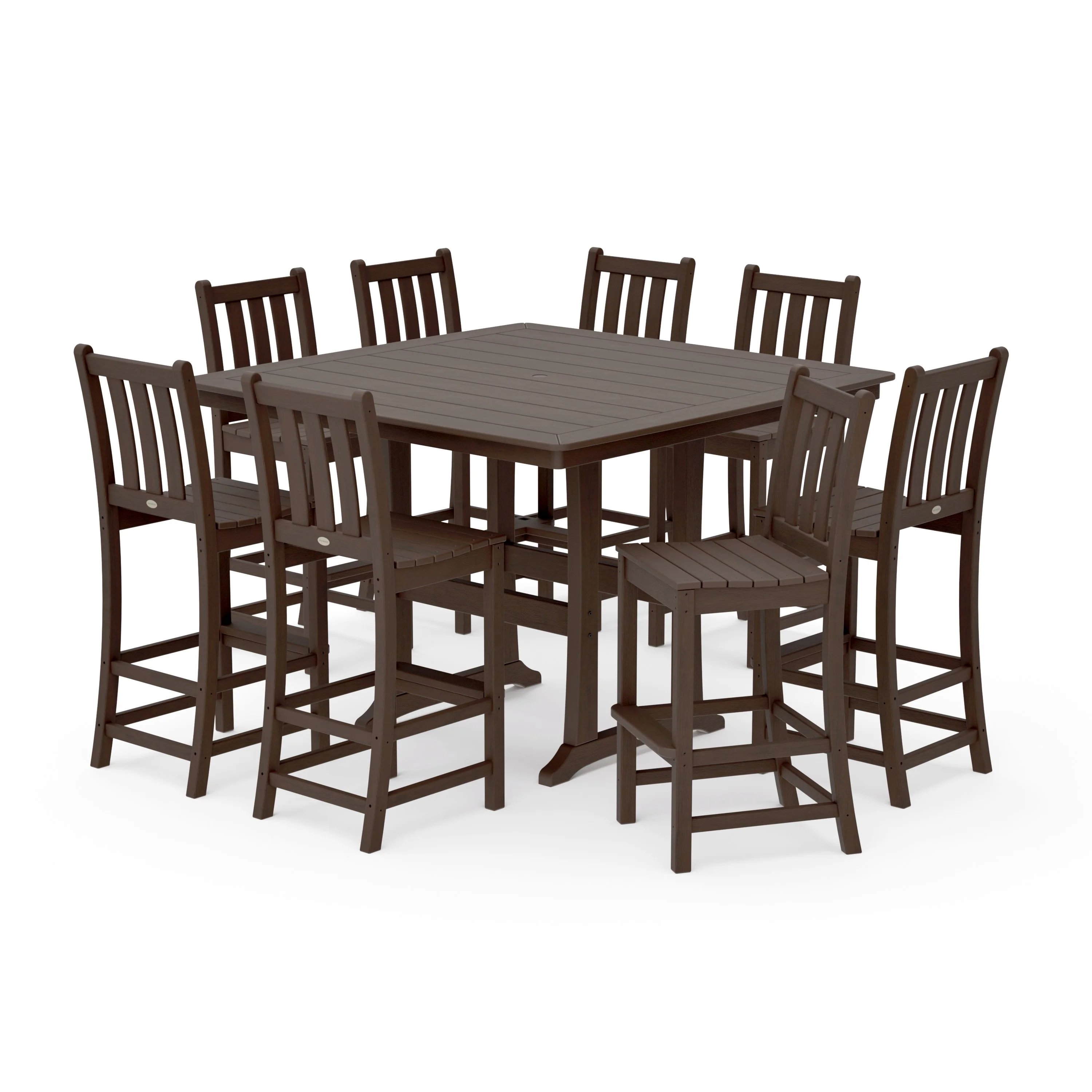 Traditional Garden 9-Piece Nautical Trestle Bar Set - Image 11