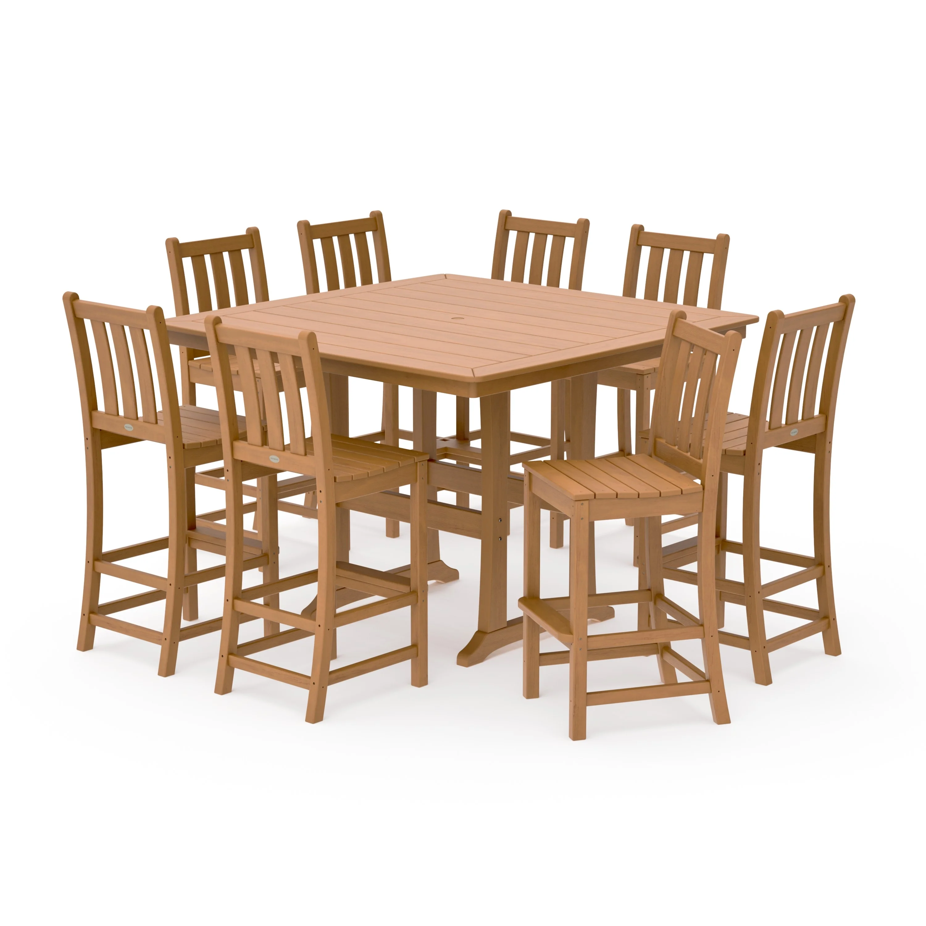 Traditional Garden 9-Piece Nautical Trestle Bar Set - Image 12