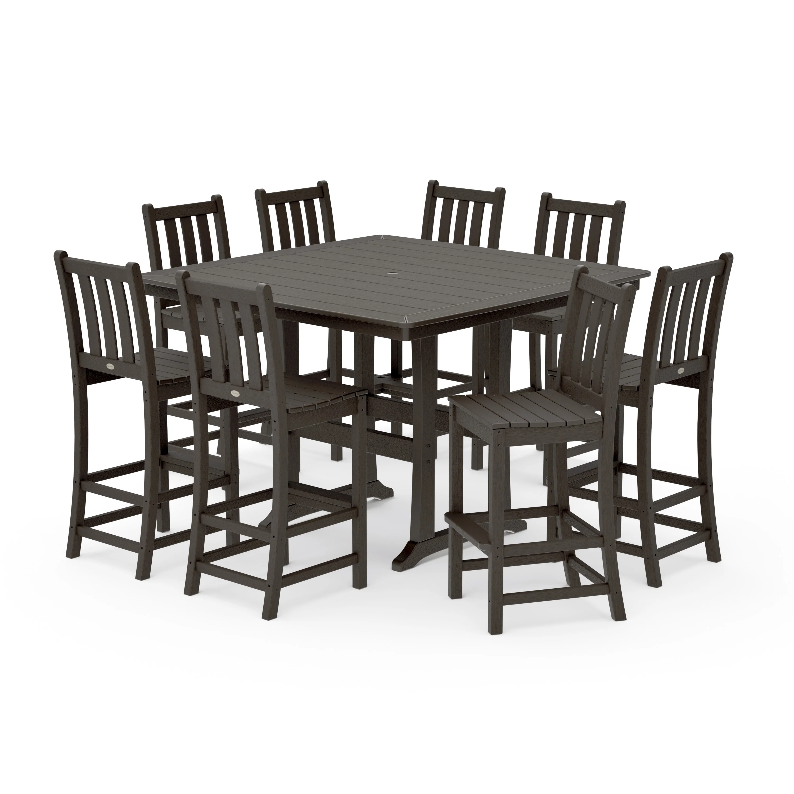 Traditional Garden 9-Piece Nautical Trestle Bar Set - Image 13