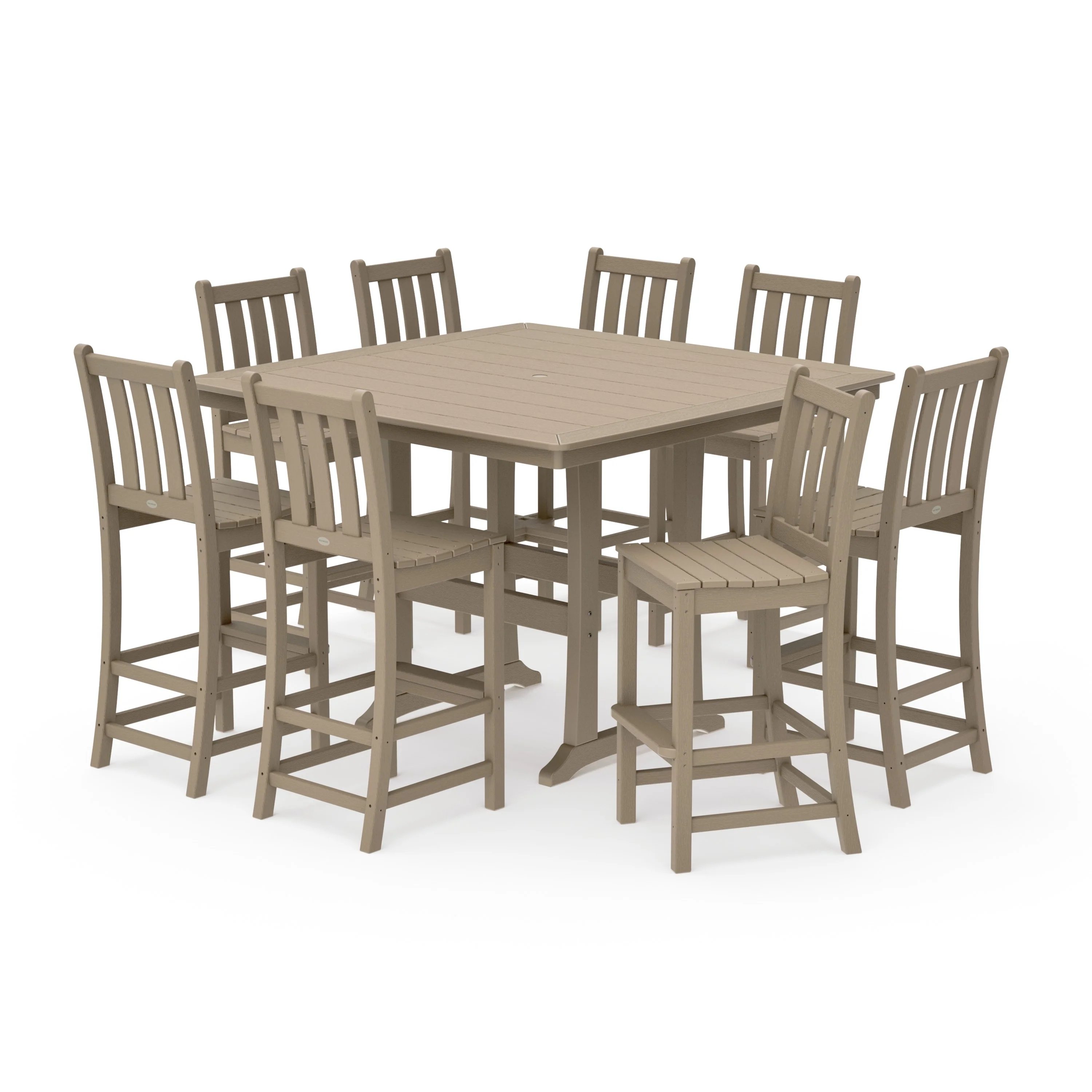 Traditional Garden 9-Piece Nautical Trestle Bar Set - Image 14
