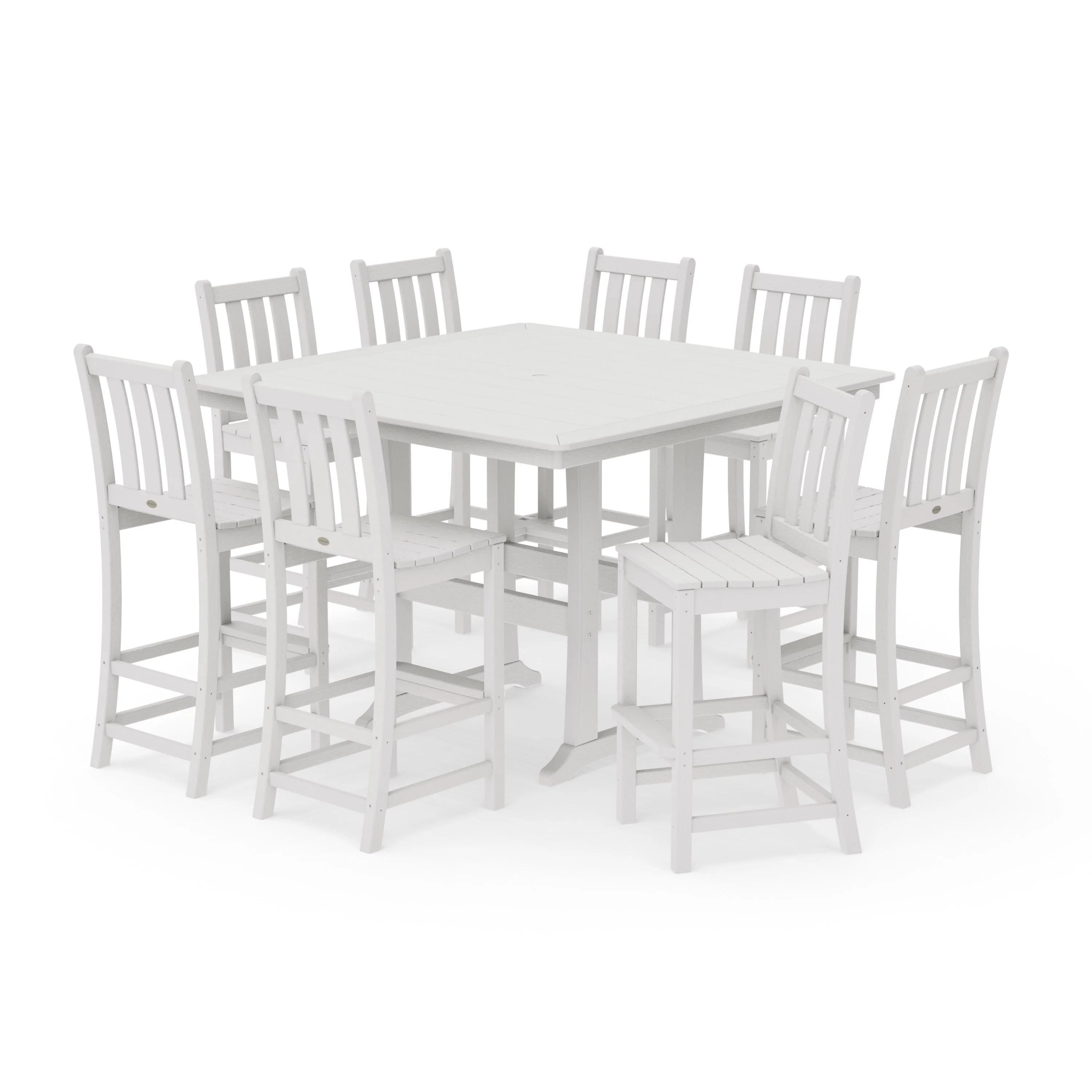 Traditional Garden 9-Piece Nautical Trestle Bar Set - Image 15