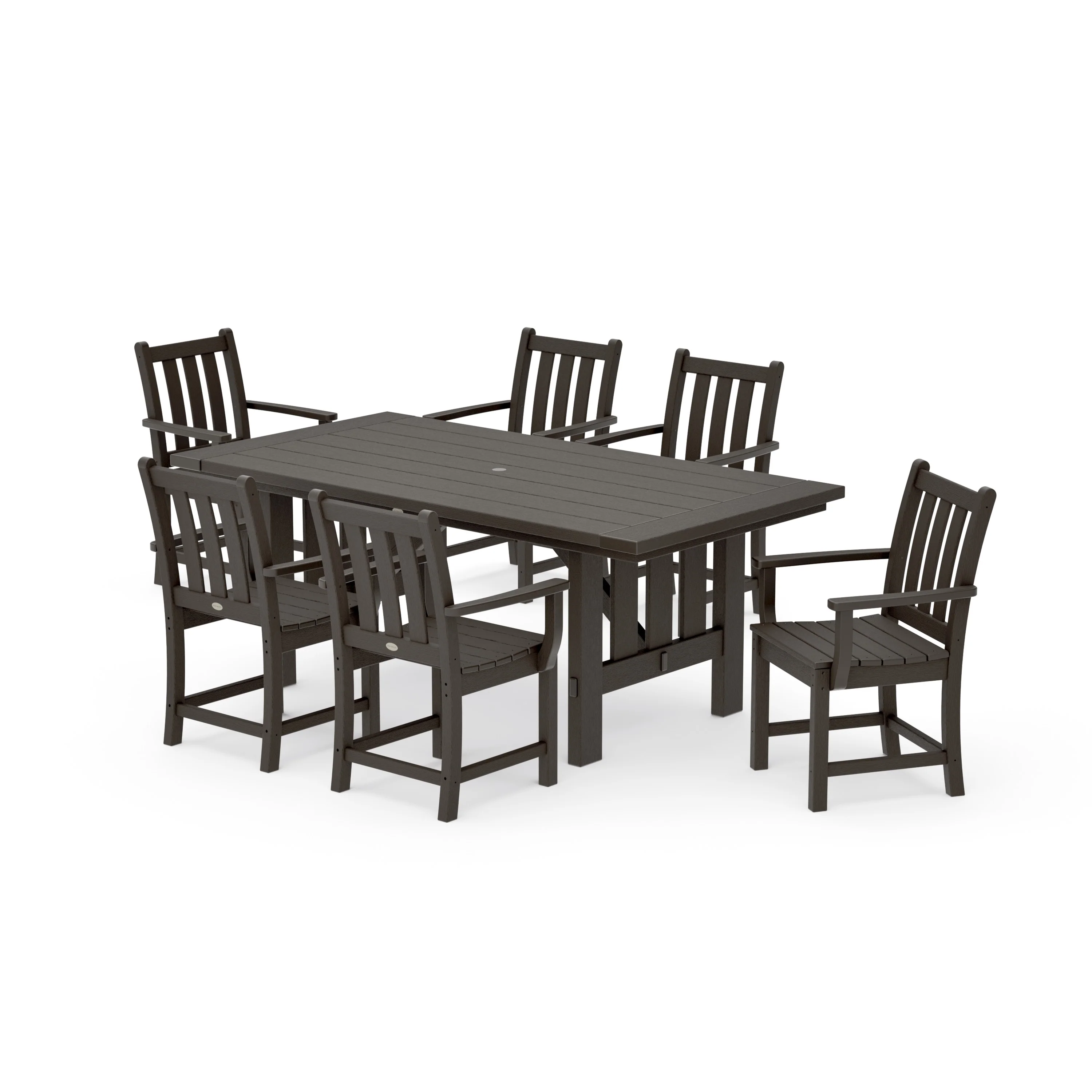 Traditional Garden Arm Chair 7-Piece Mission Dining Set - Image 13