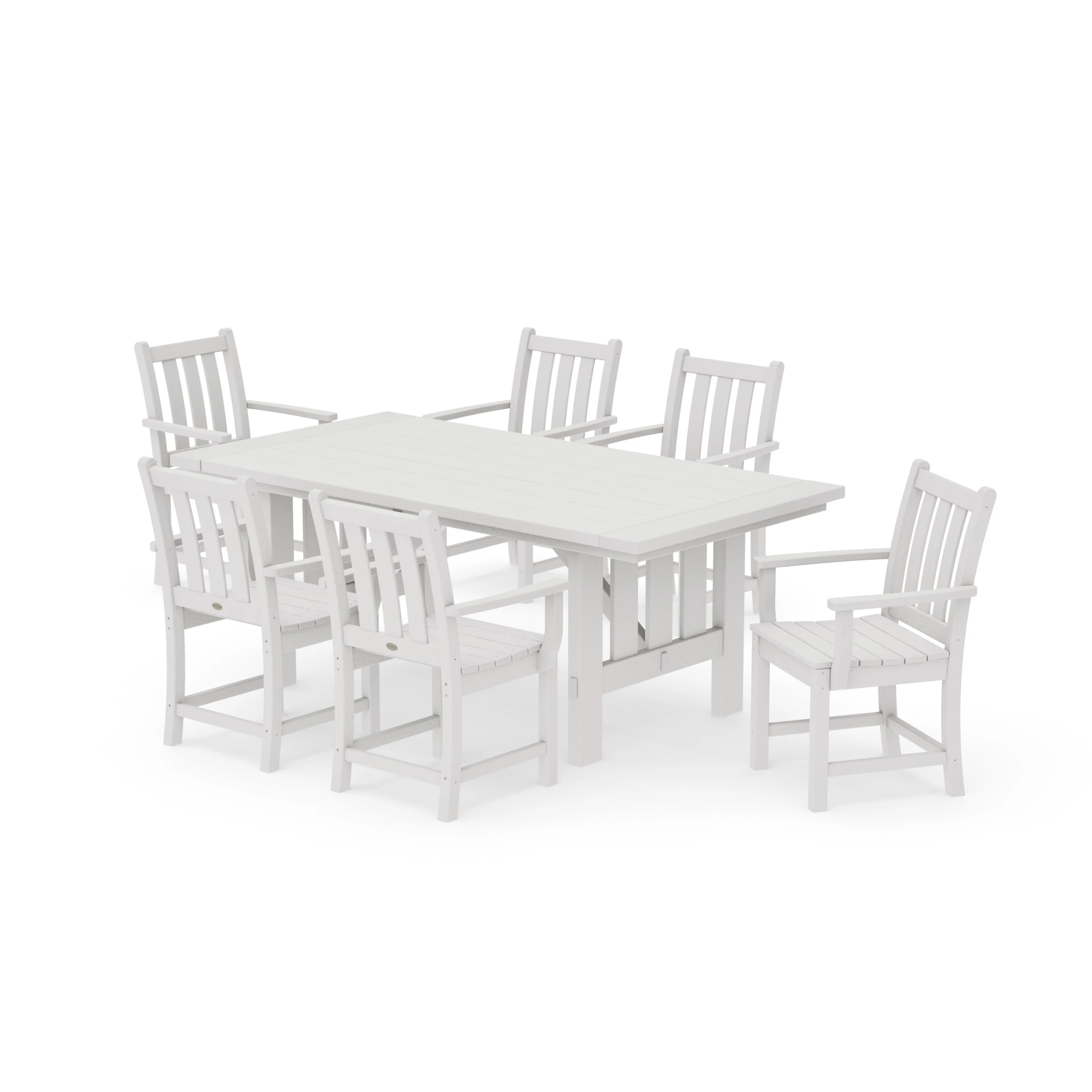Traditional Garden Arm Chair 7-Piece Mission Dining Set - Image 15