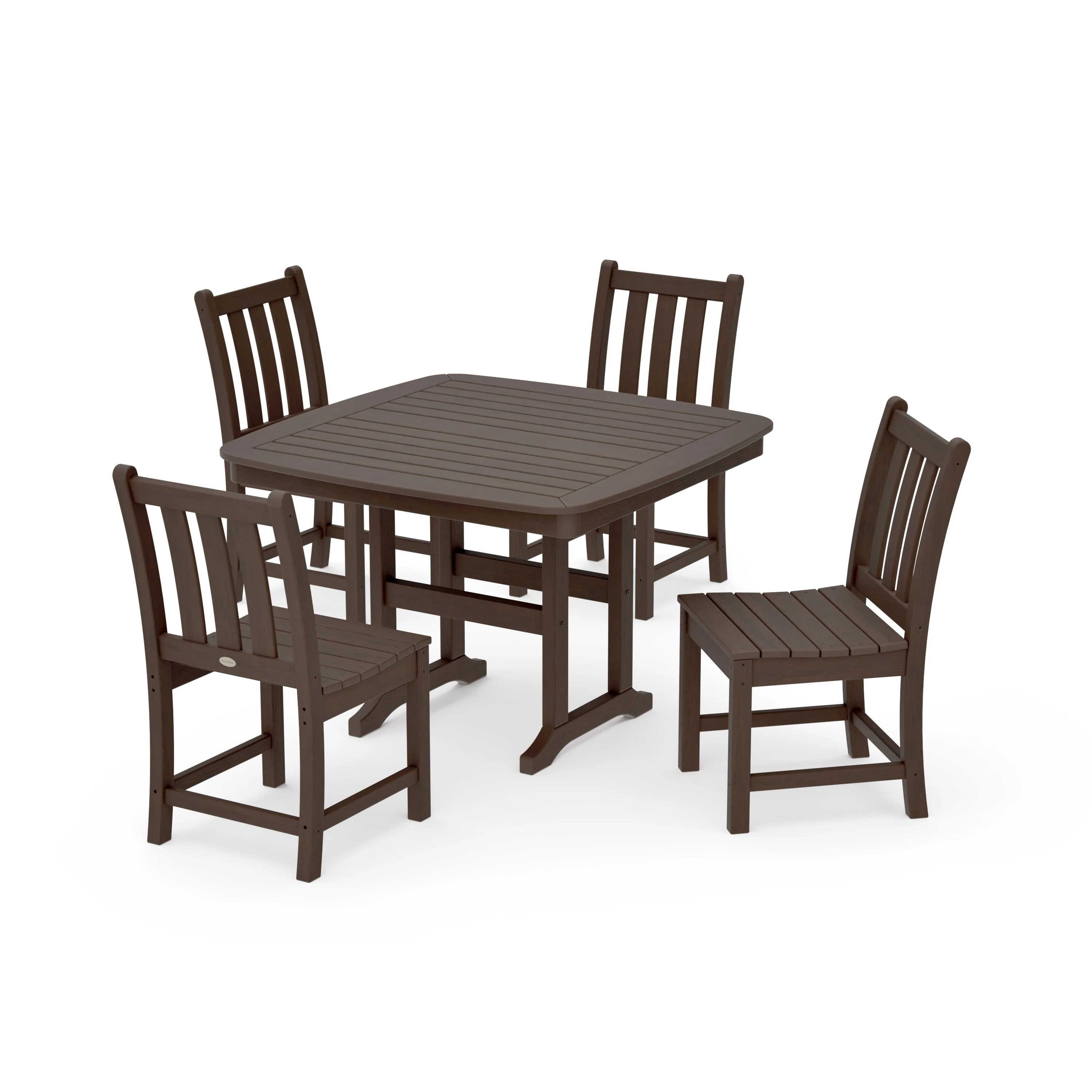 Traditional Garden Side Chair 5-Piece Dining Set with Trestle Legs - Image 11