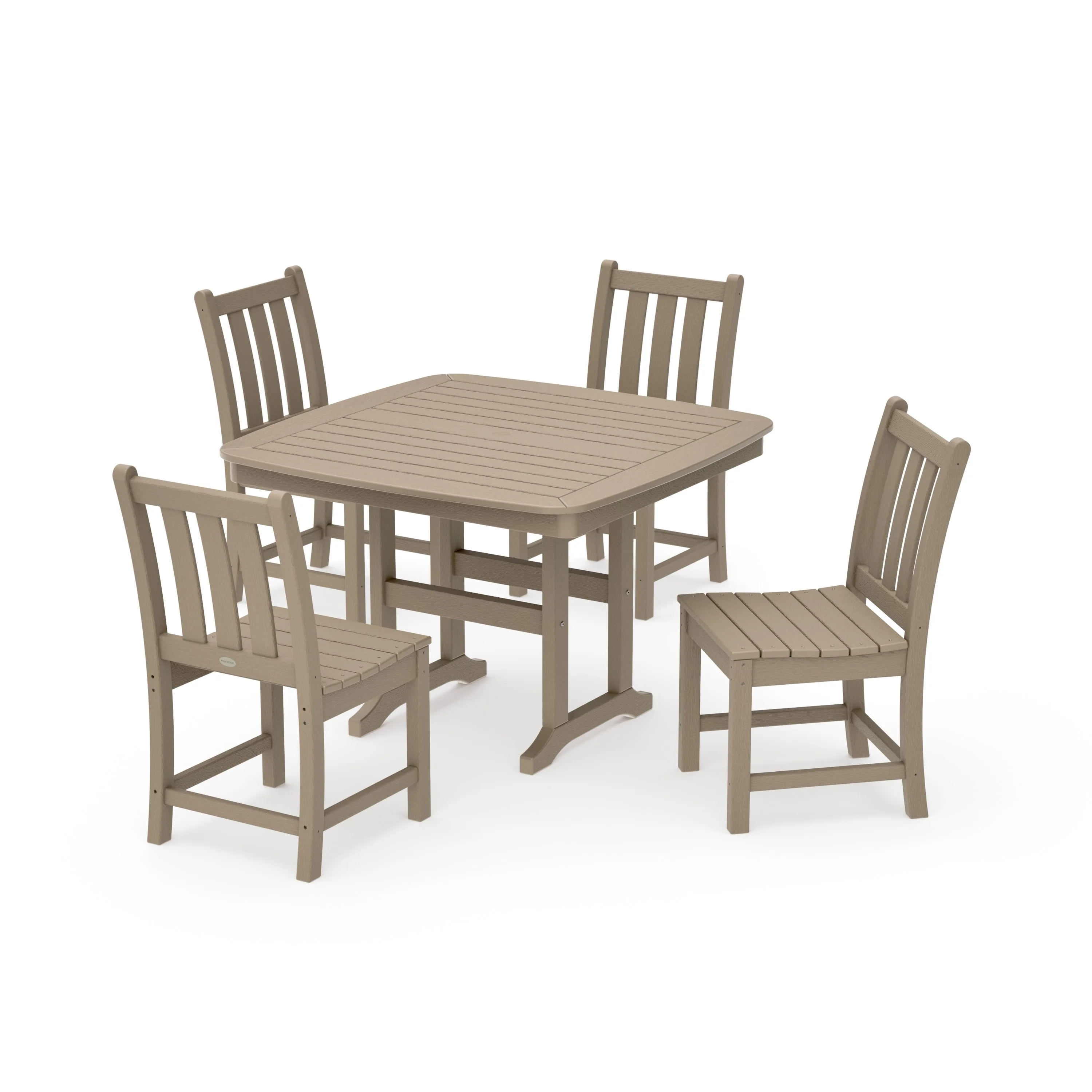 Traditional Garden Side Chair 5-Piece Dining Set with Trestle Legs - Image 14