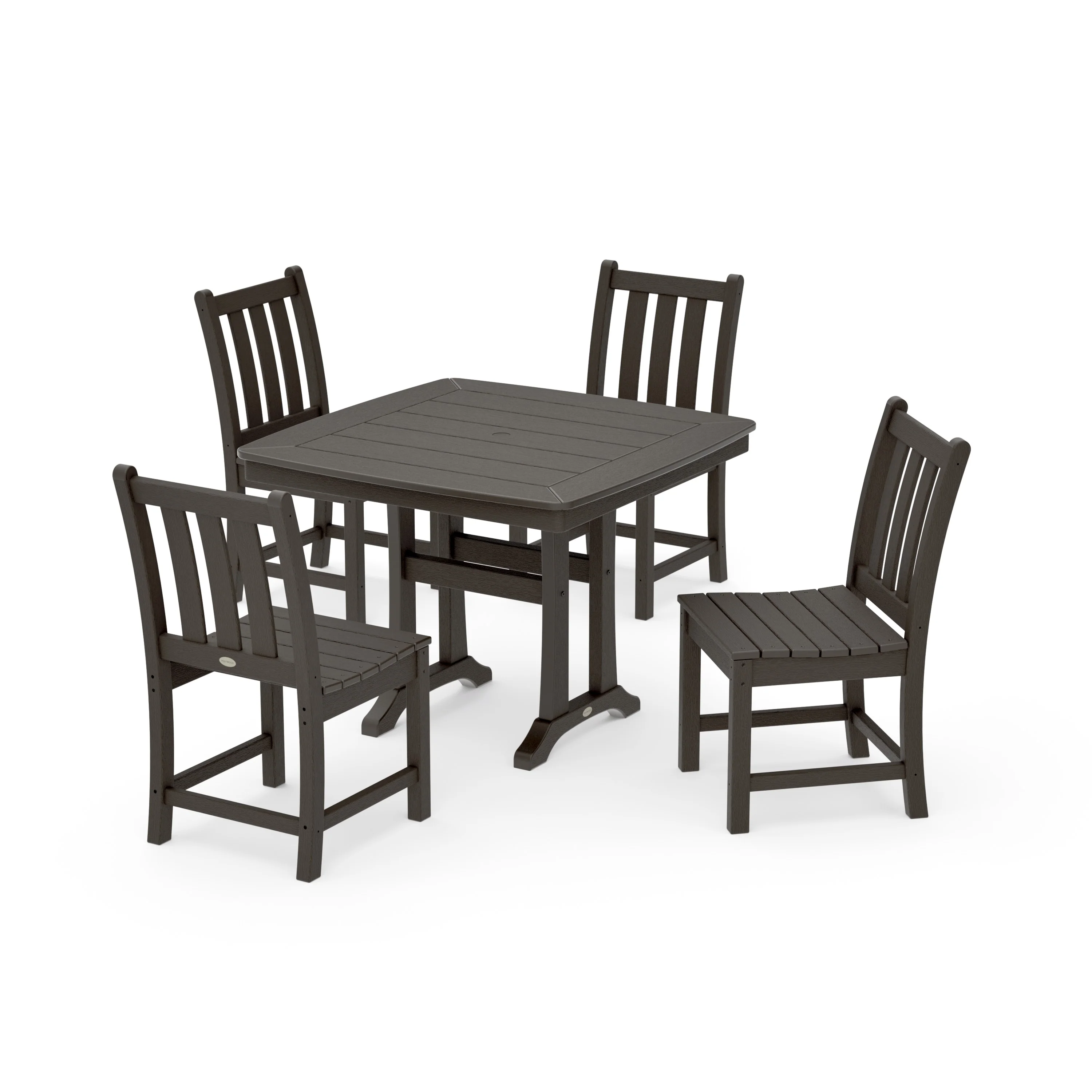 Traditional Garden Side Chair 5-Piece Dining Set with Trestle Legs - Image 13