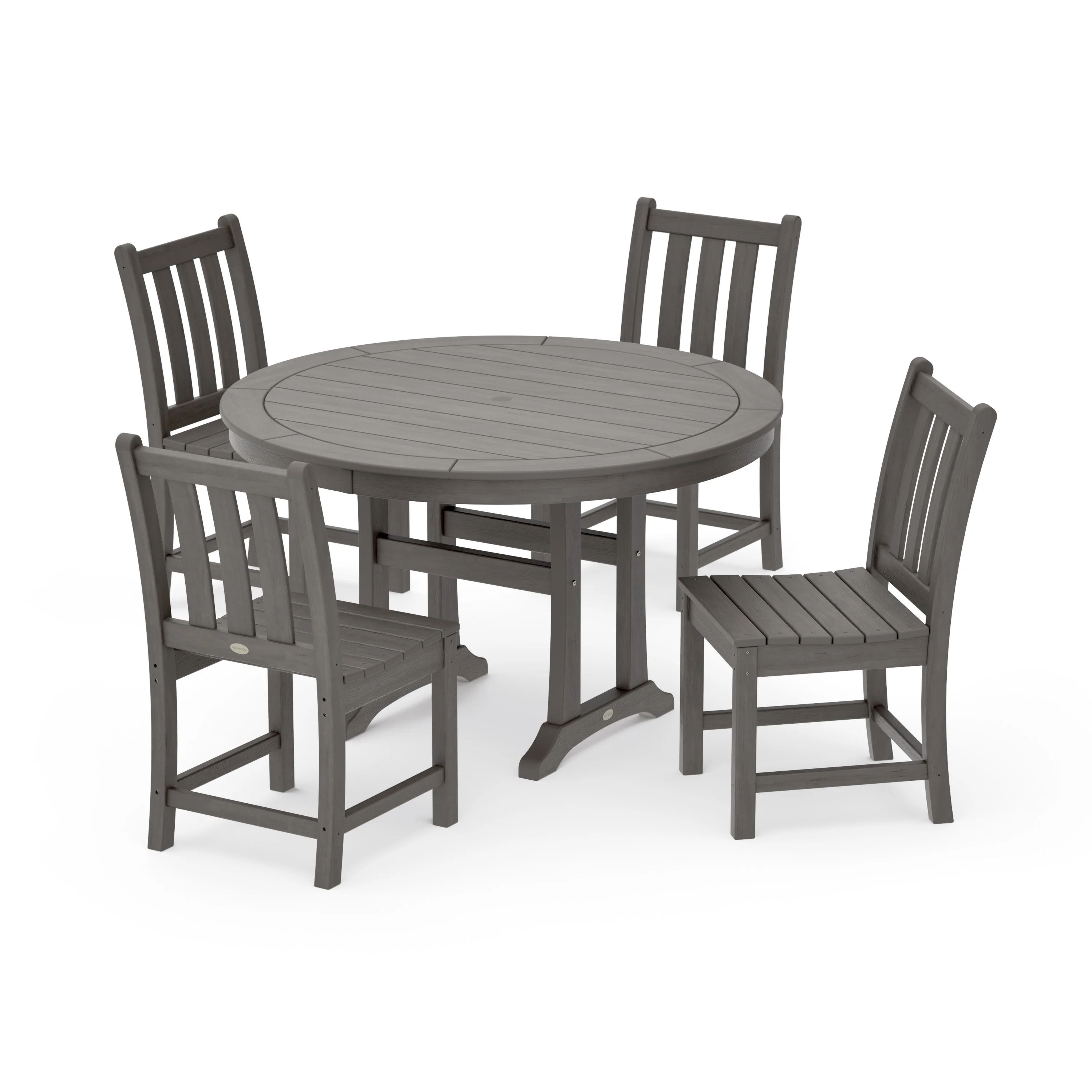 Traditional Garden Side Chair 5-Piece Round Dining Set With Trestle Legs - Image 10