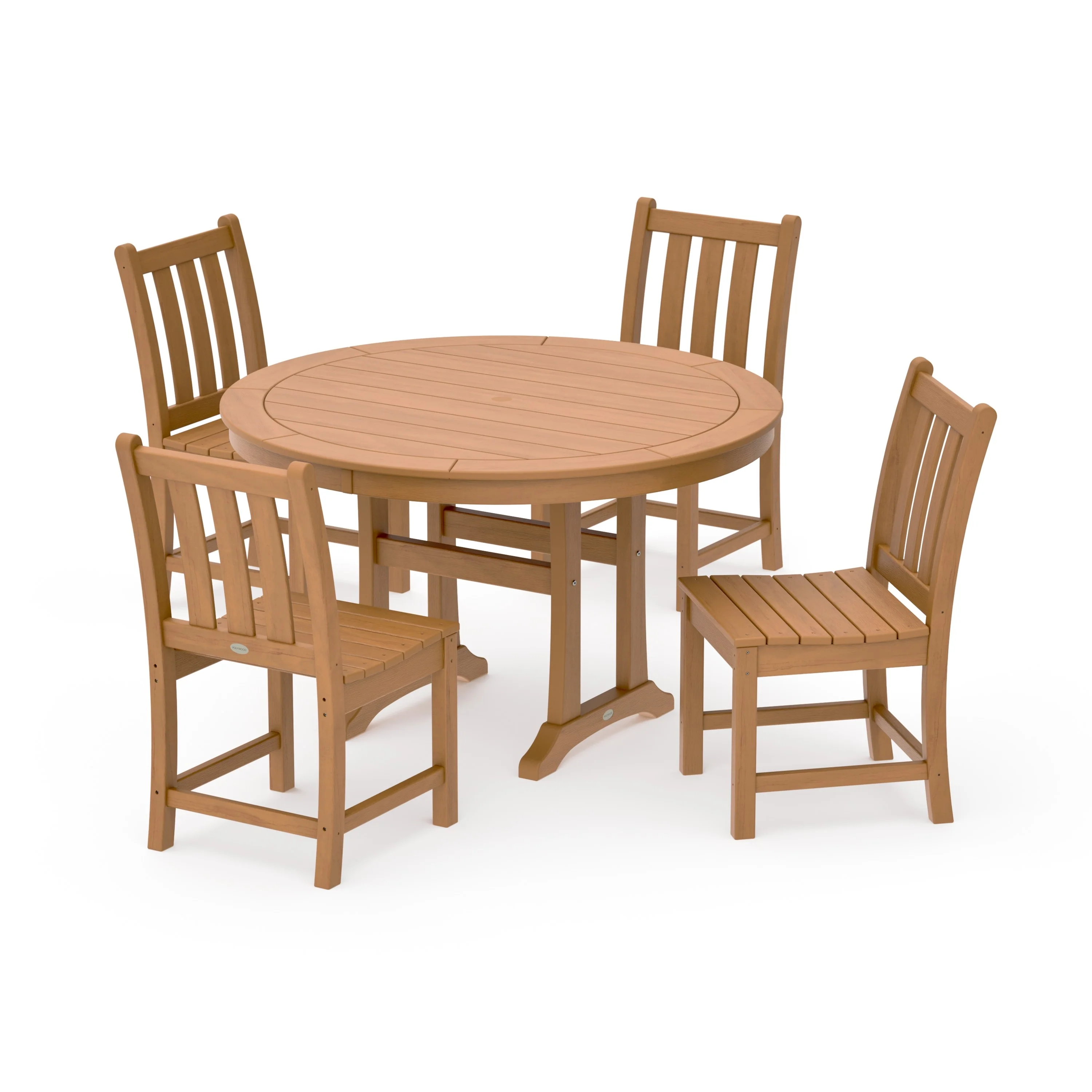 Traditional Garden Side Chair 5-Piece Round Dining Set With Trestle Legs - Image 12